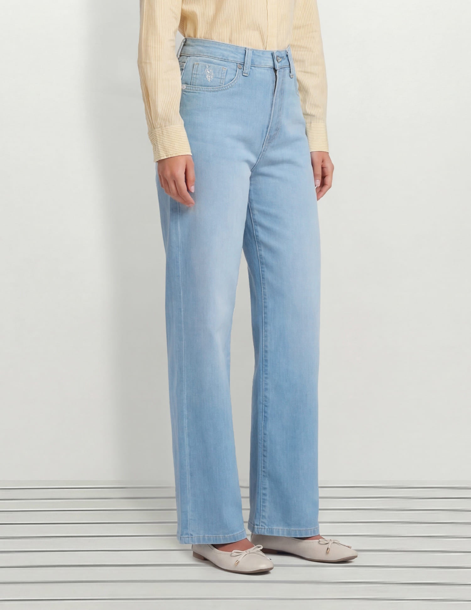 High Rise Wide Leg Fit Jeans Blue - U.S. Polo Assn. India | Large