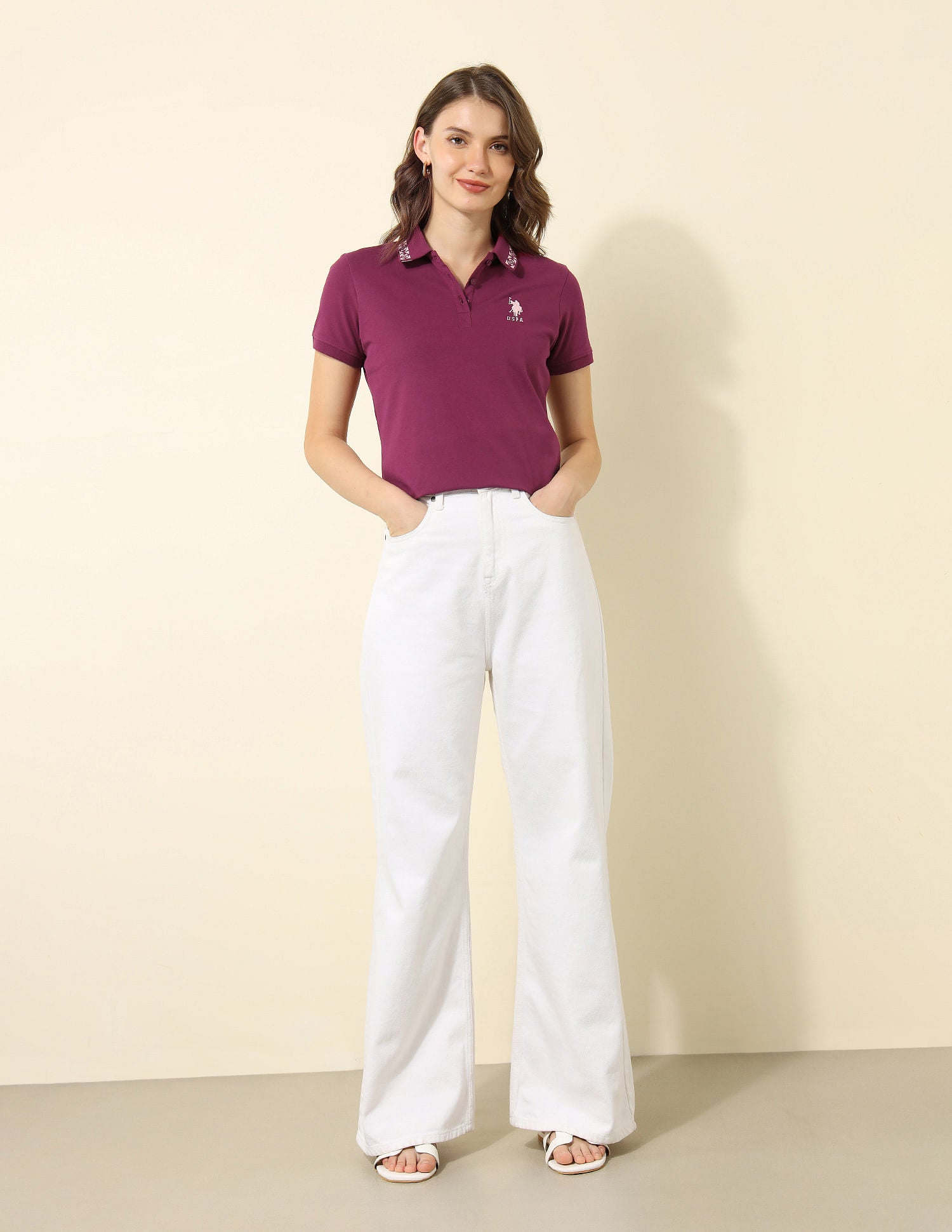 Regular Fit Solid Polo Shirt Wine - U.S. POLO ASSN. | Large