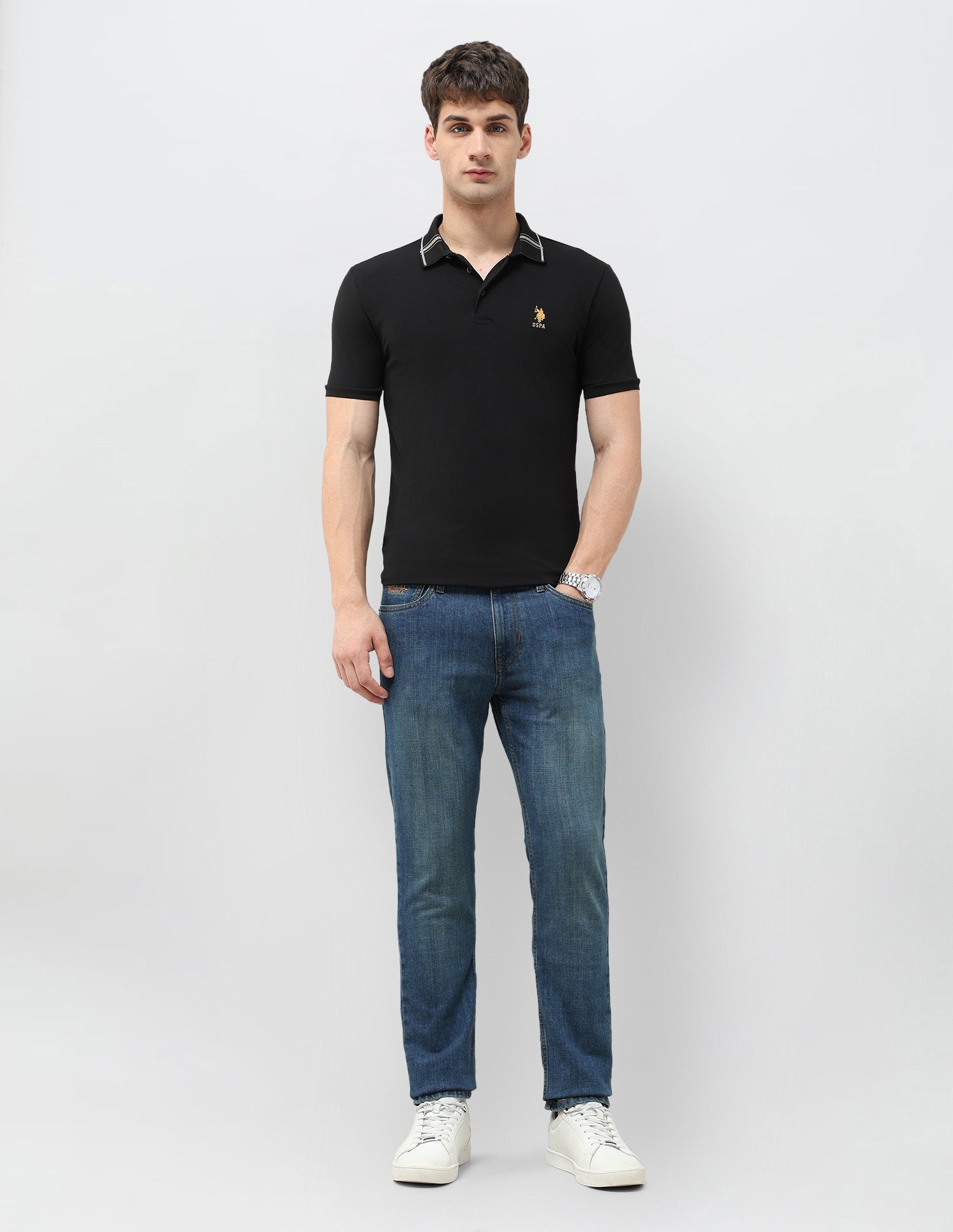 Brandon Slim Tapered Fit Stone Washed Jeans Indigo - U.S. POLO ASSN. | Large