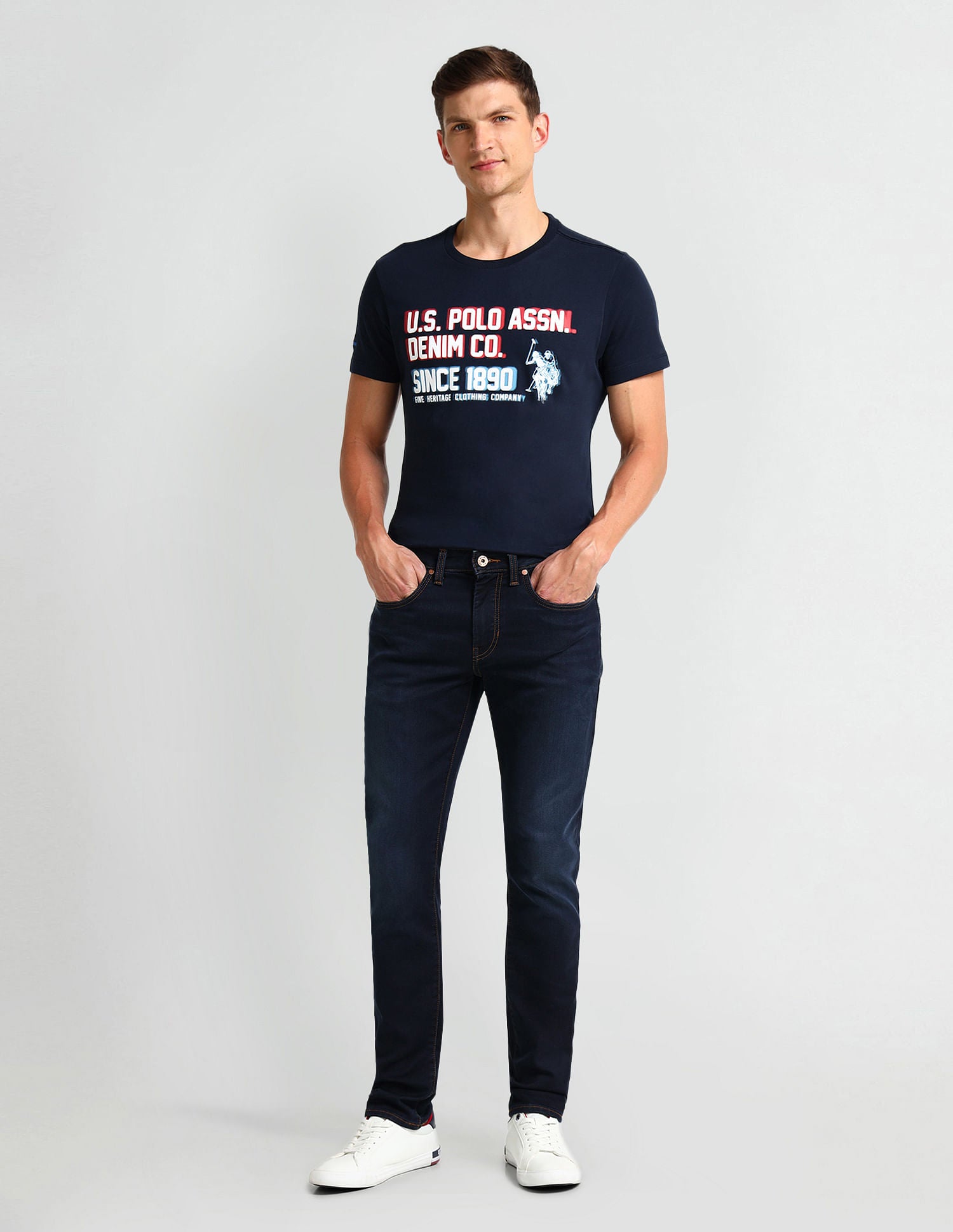 Slim Tapered Fit Blue Jeans Dark-Blue - U.S. POLO ASSN. | Large