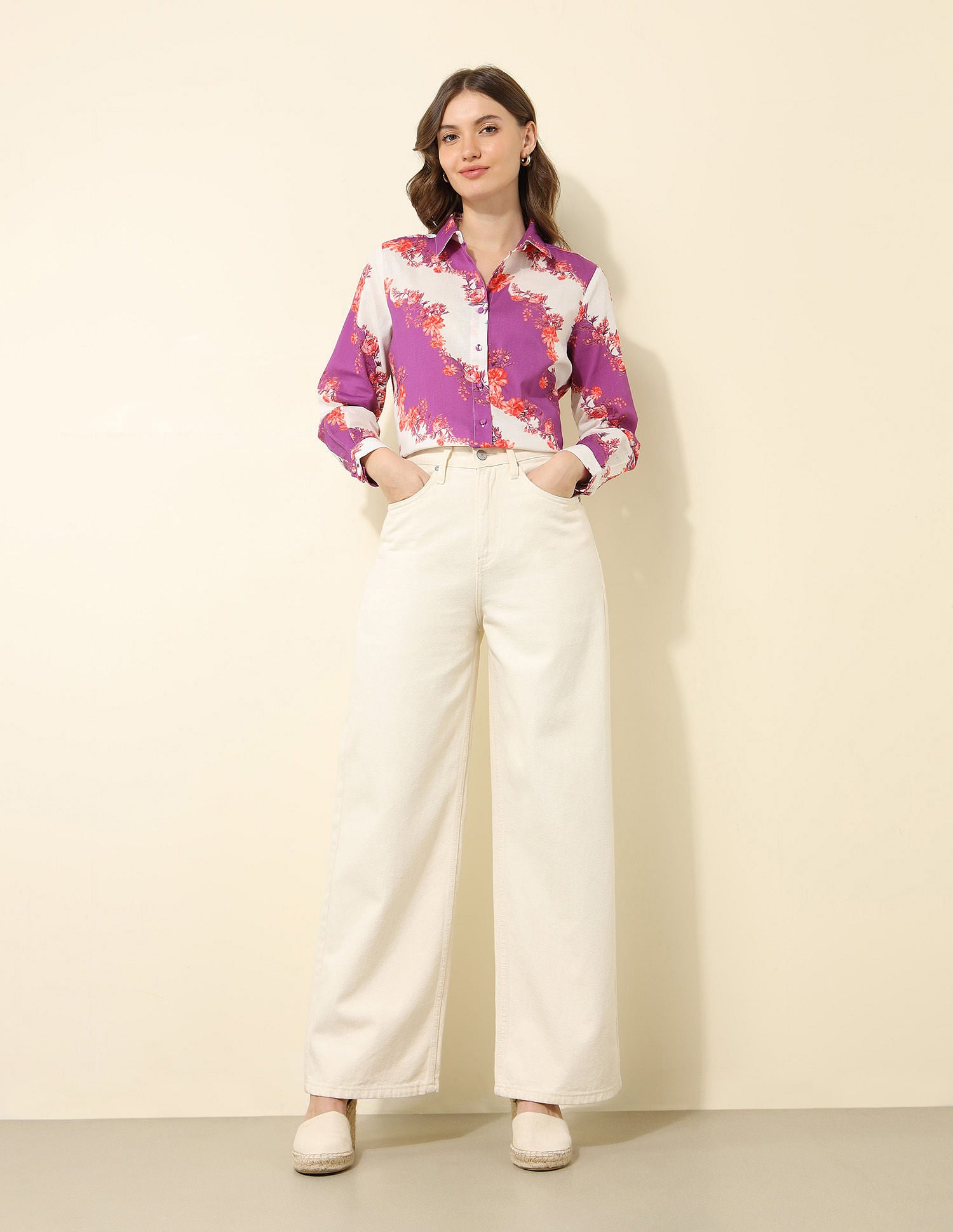 Floral Printed Regular Fit Shirt Grey - U.S. POLO ASSN. | Large