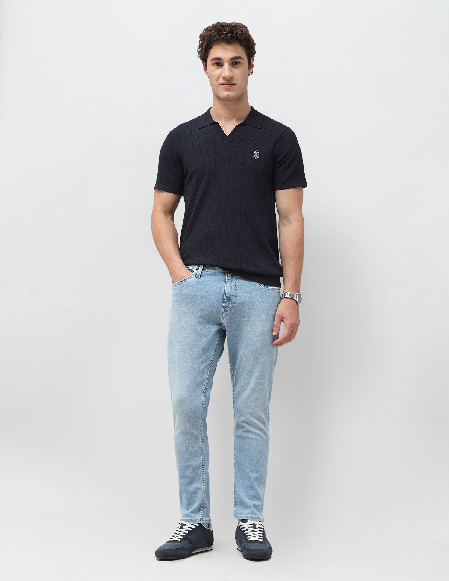 Henry Tapered Cropped Fit Blue Jeans Light Blue - U.S. Polo Assn. India | Large