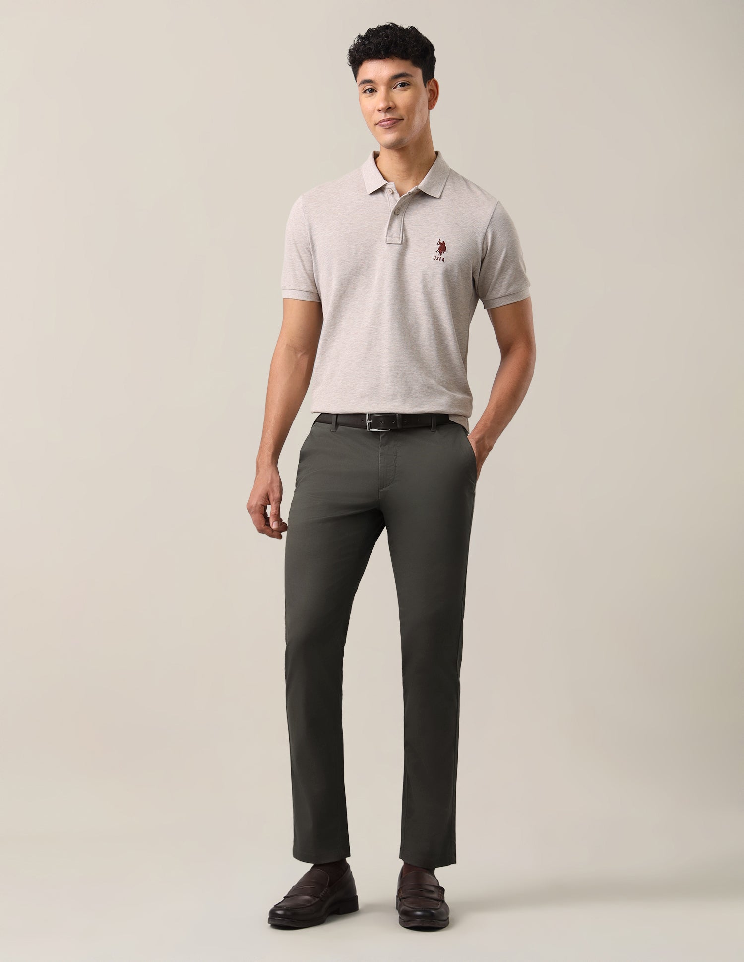 Twill Denver Slim Fit Trousers Dark Olive - U.S. Polo Assn. India | Large