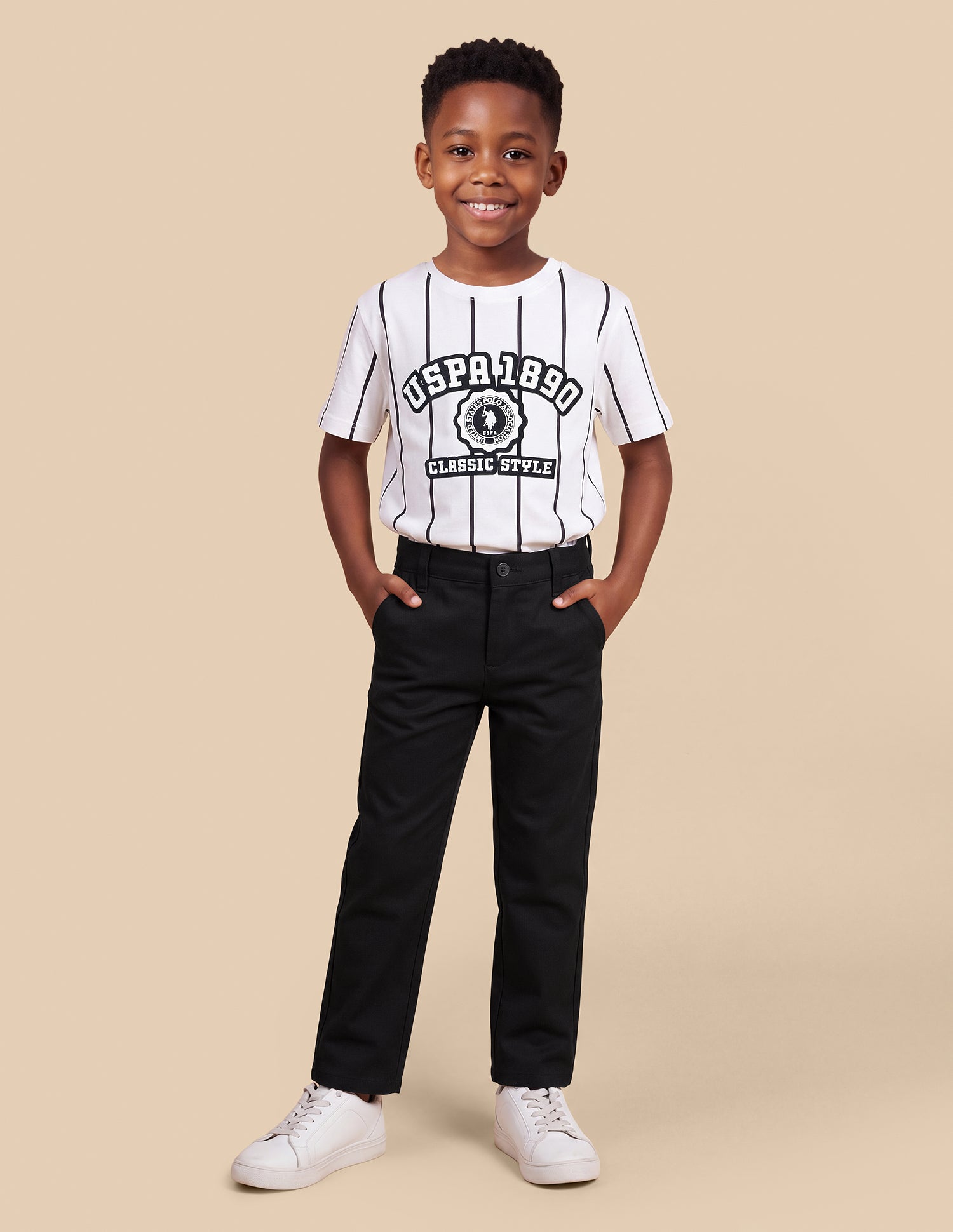 Solid Slim Fit Trousers Black - U.S. Polo Assn. India | Large