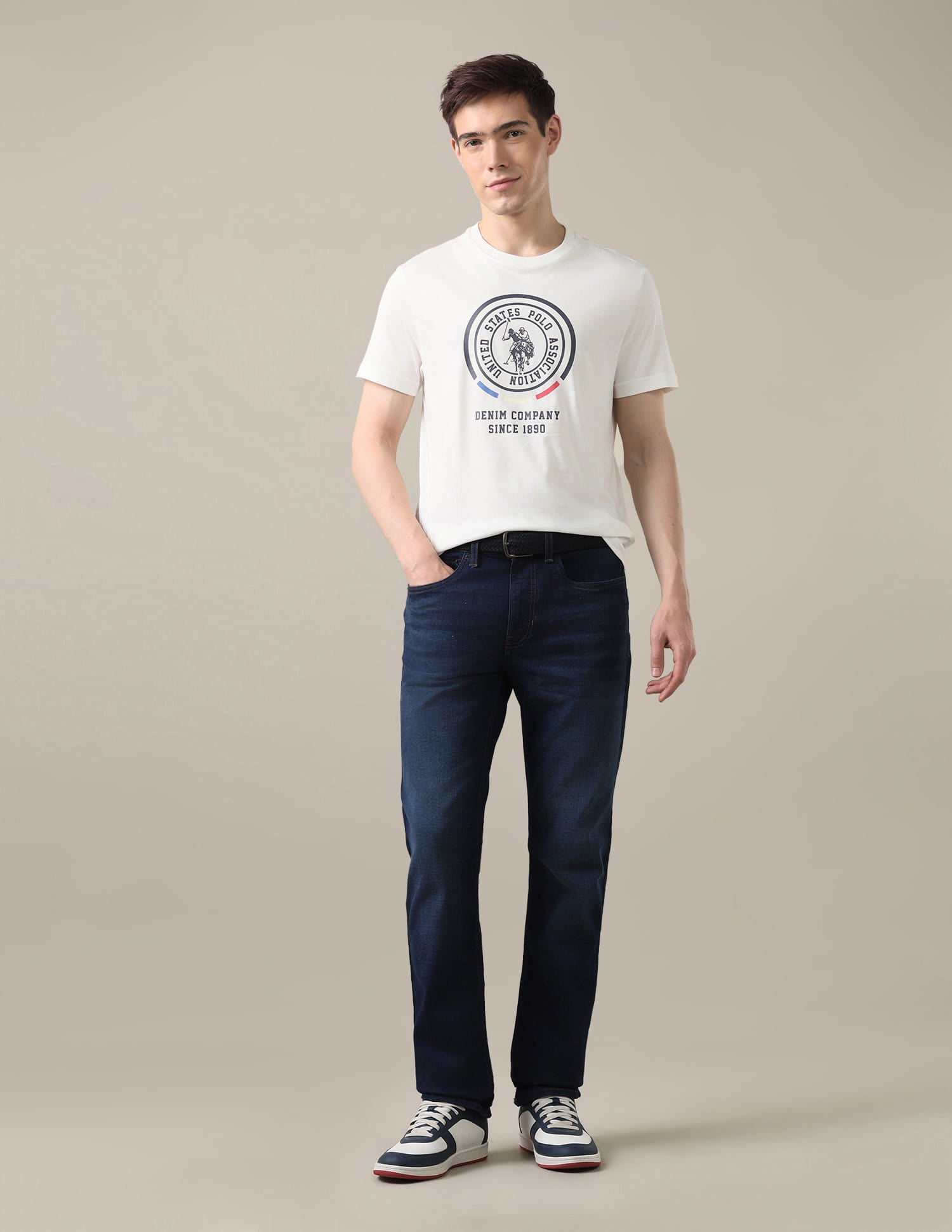Graphic Brand Printed Regular Fit T-Shirt White - U.S. Polo Assn. India | Large