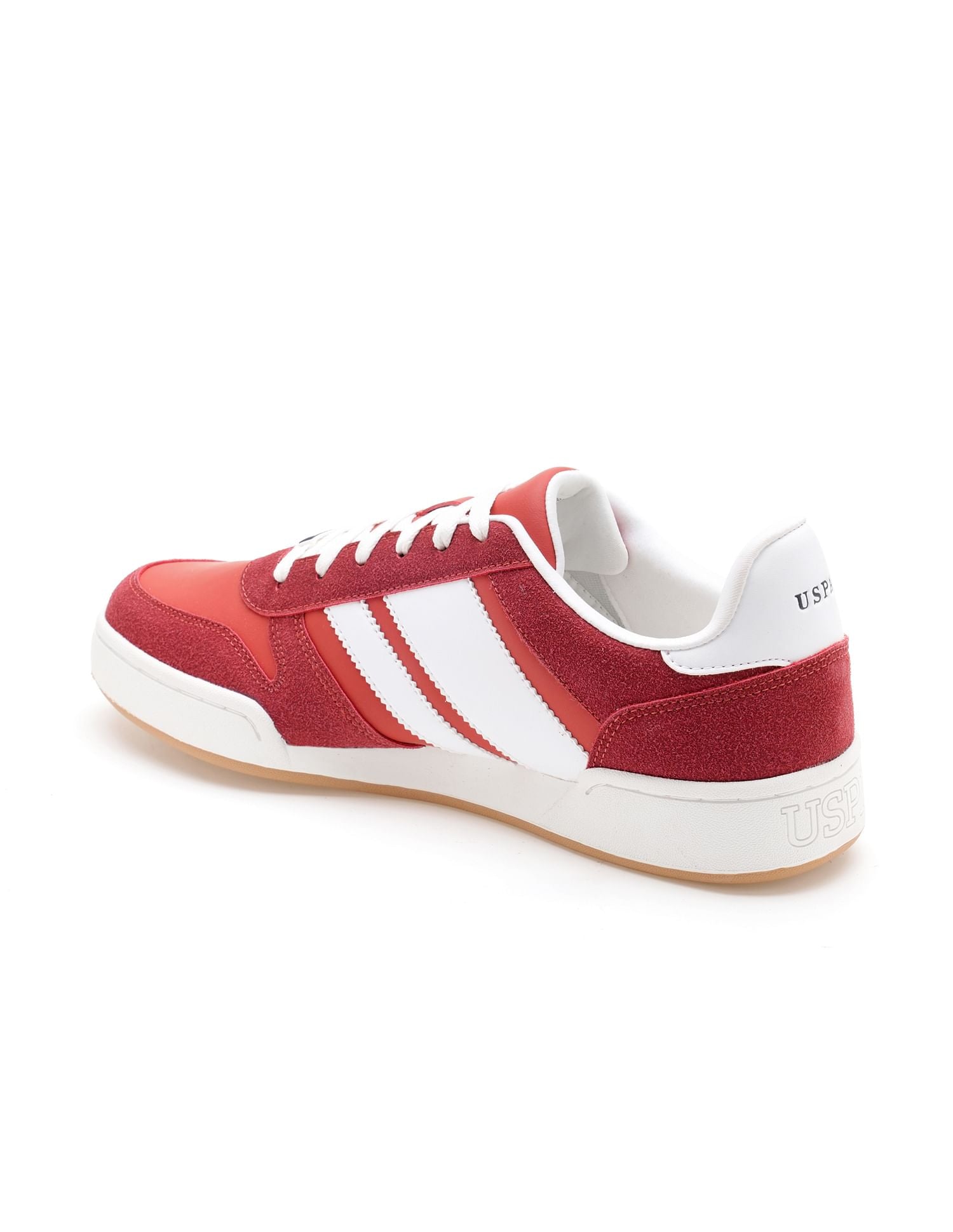 Men Gren Suede Colourblocked Sneakers Dark Red - U.S. POLO ASSN. | Large