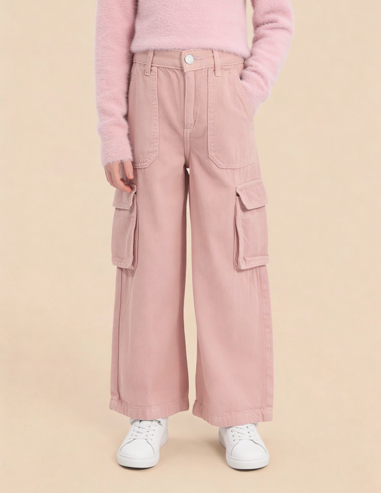 Girls Wide Leg Fit Mid Rise Jeans Pink - U.S. Polo Assn. India | Large