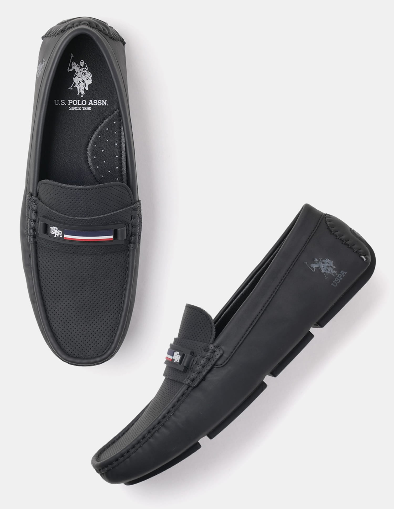 Men Barnes 5.0 Textured Loafers Black - U.S. Polo Assn. India | Large