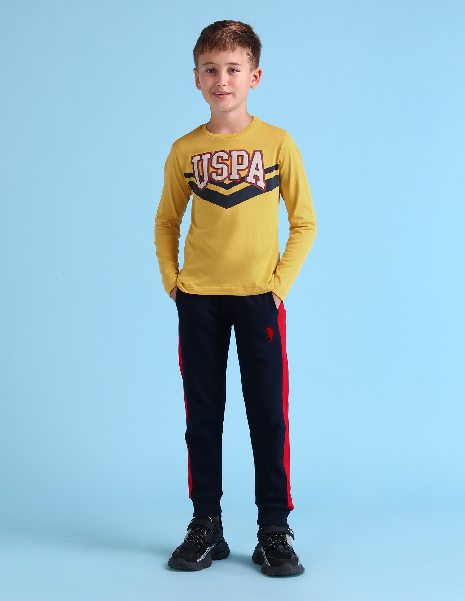 Boys Crew Neck T-Shirt Mustard - U.S. POLO ASSN. | Large