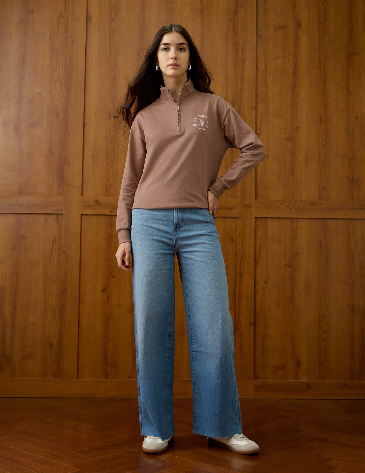 Regular Fit Solid Sweatshirt Brown - U.S. POLO ASSN. | Large