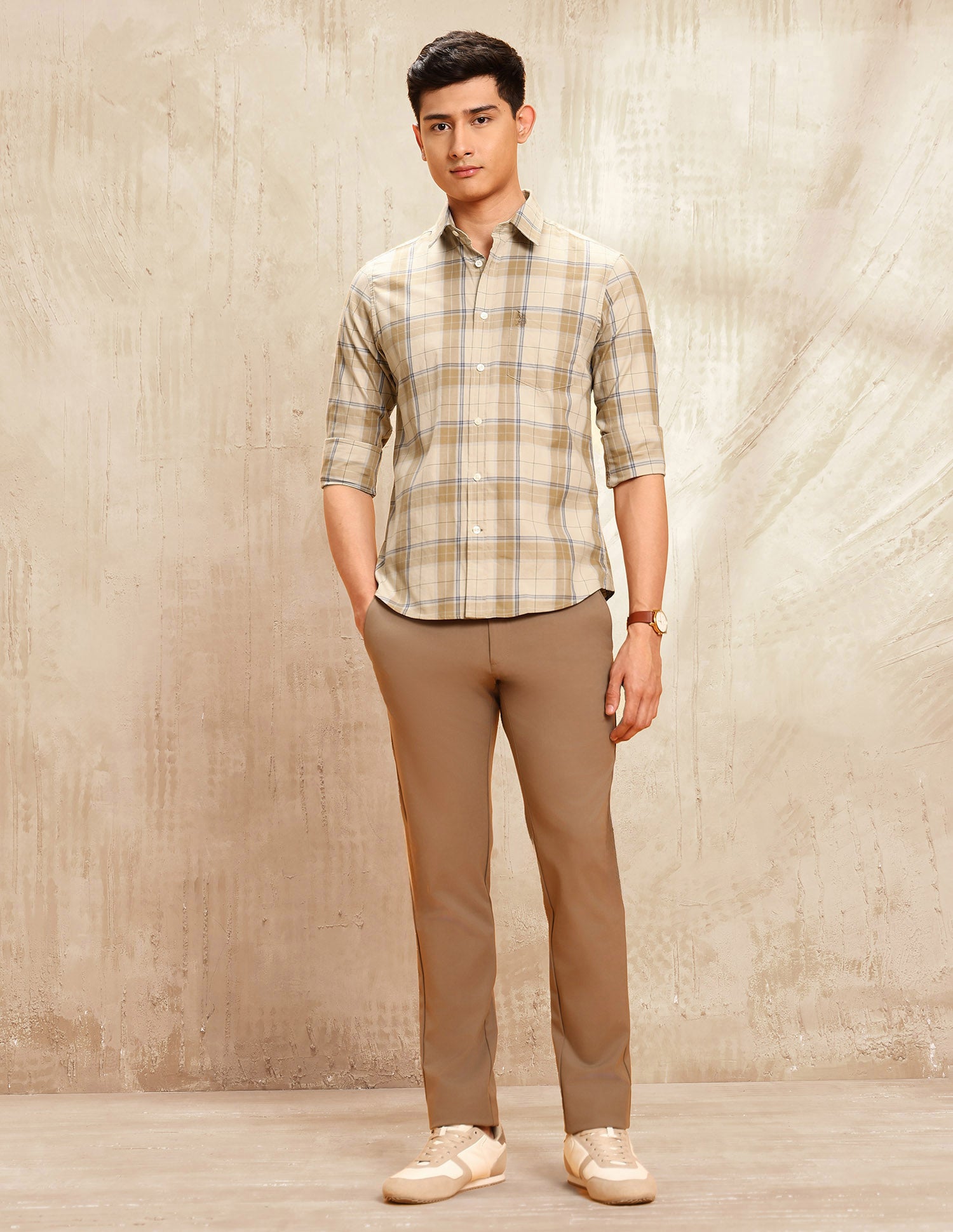 Twill Plaid Checked Shirt Khaki - U.S. POLO ASSN. | Large