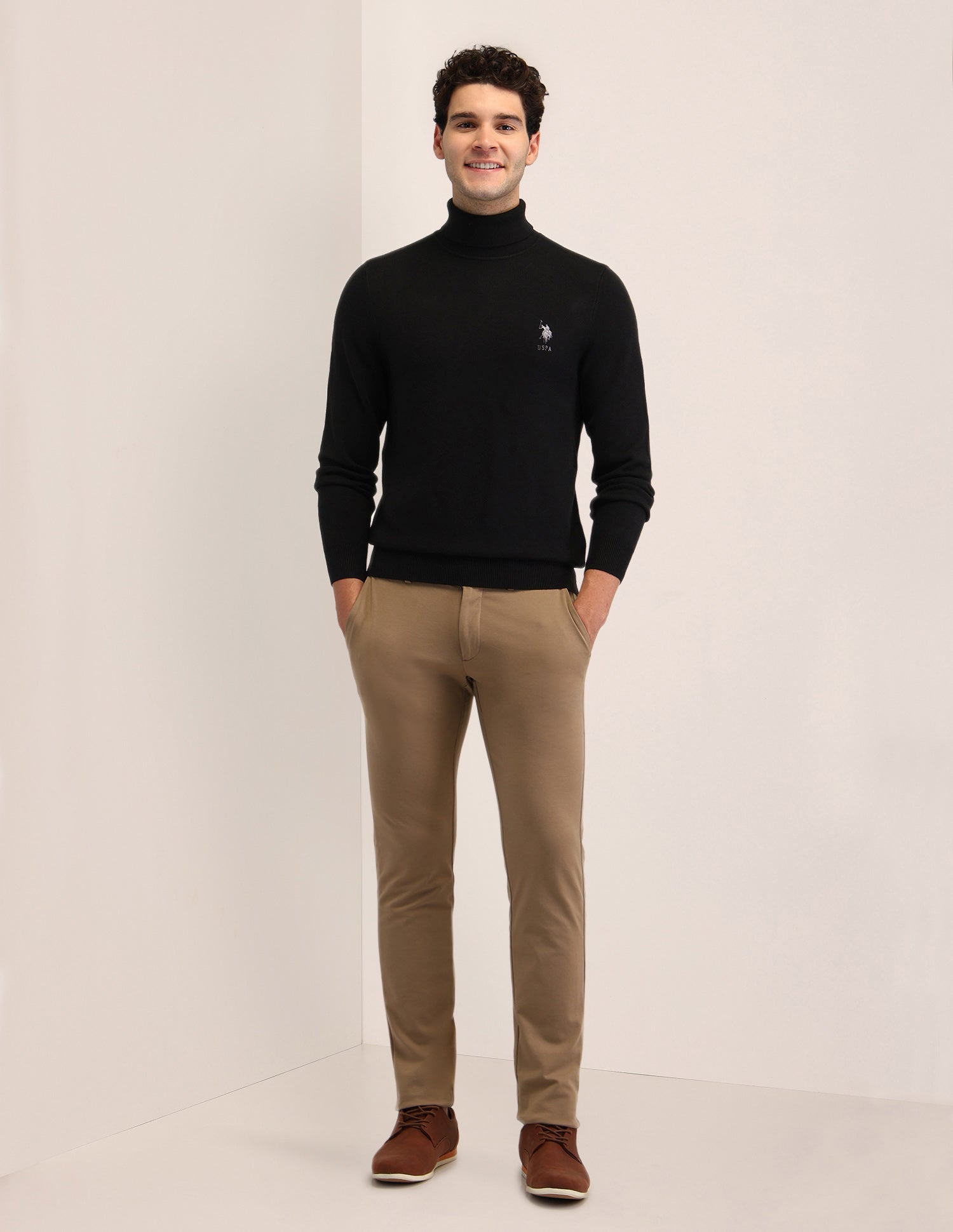 Solid Regular Fit Sweater Black - U.S. Polo Assn. India | Large