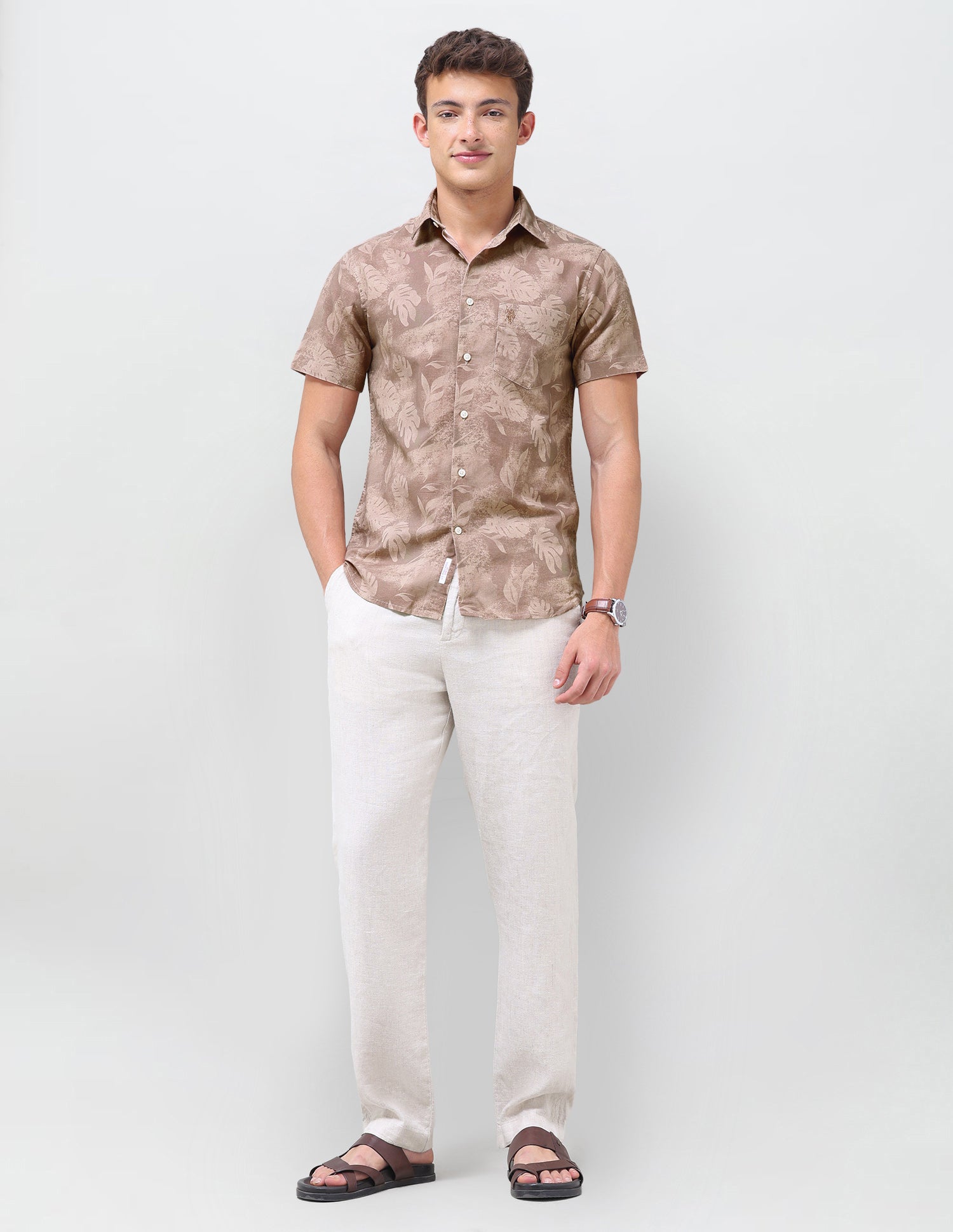 Tropical Printed Regular Fit Shirt Rust - U.S. Polo Assn. India | Large