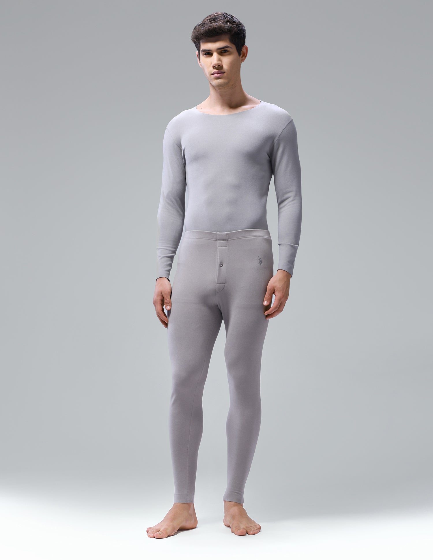 Comfort Fit Solid PH002 Thermal Track Pants - Pack Of 1 Grey - U.S. Polo Assn. India | Large
