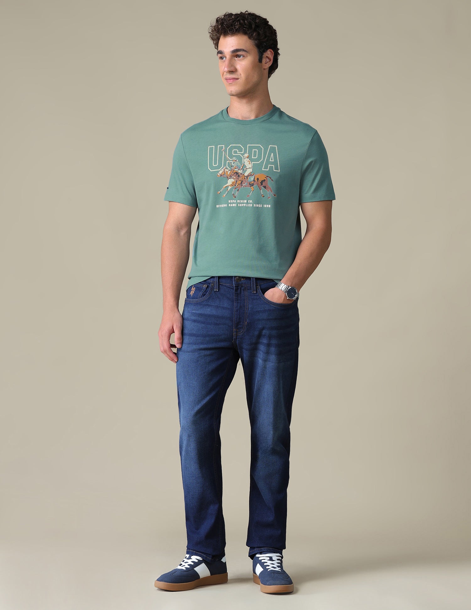 Slim Fit Graphic Brand Printed T-Shirt Green - U.S. Polo Assn. India | Large