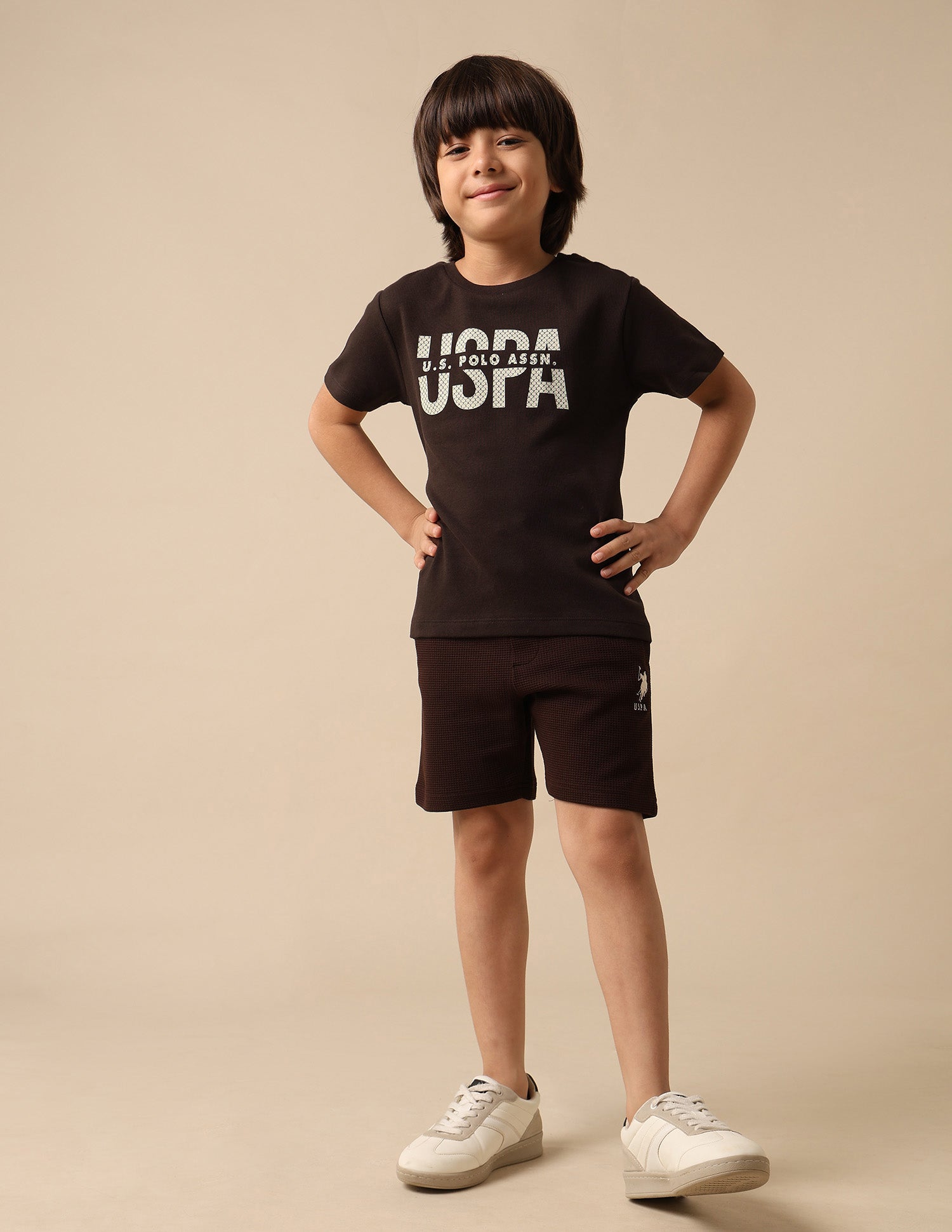 Boys Pure Cotton Brand Printed T Shirt Dark Brown - U.S. POLO ASSN. | Large