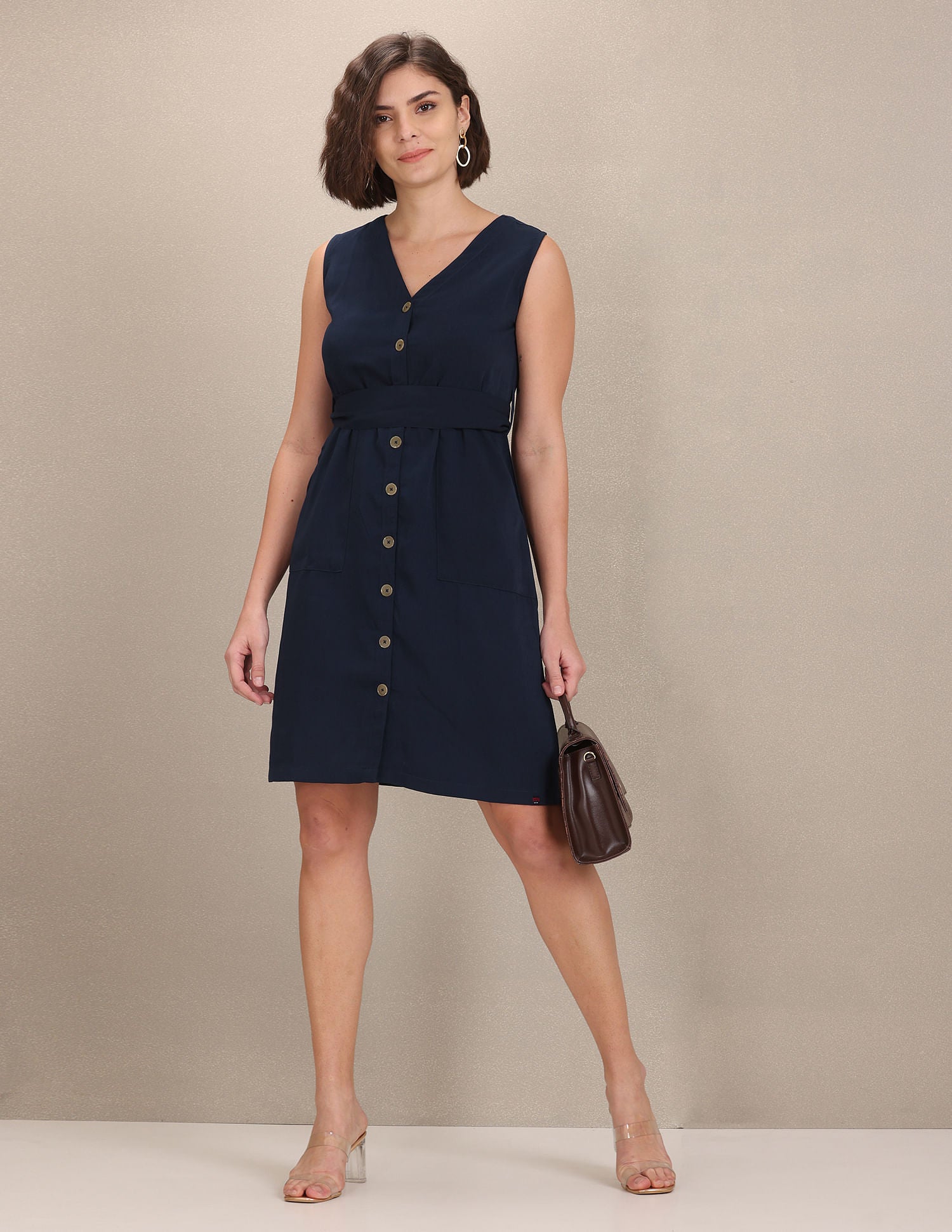 Sleeveless Solid Fit And Flare Dress Navy - U.S. Polo Assn. India | Large