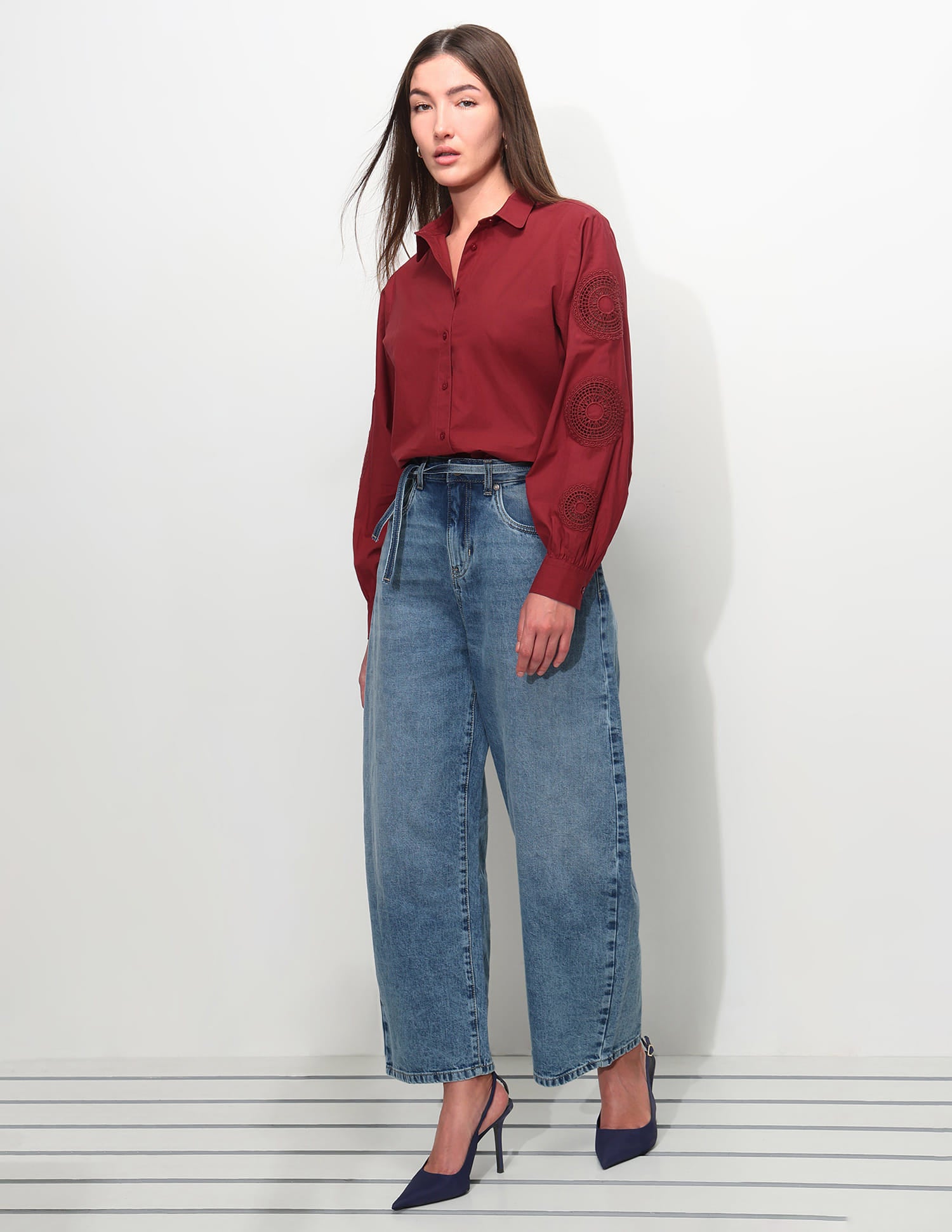 Relaxed Fit Solid Shirt With Embroidery Red - U.S. Polo Assn. India | Large