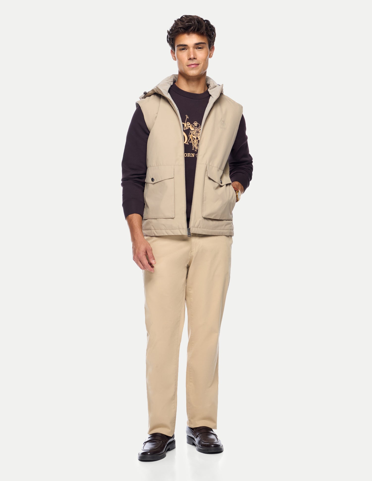 Solid Regular Fit Jacket Beige - U.S. Polo Assn. India | Large