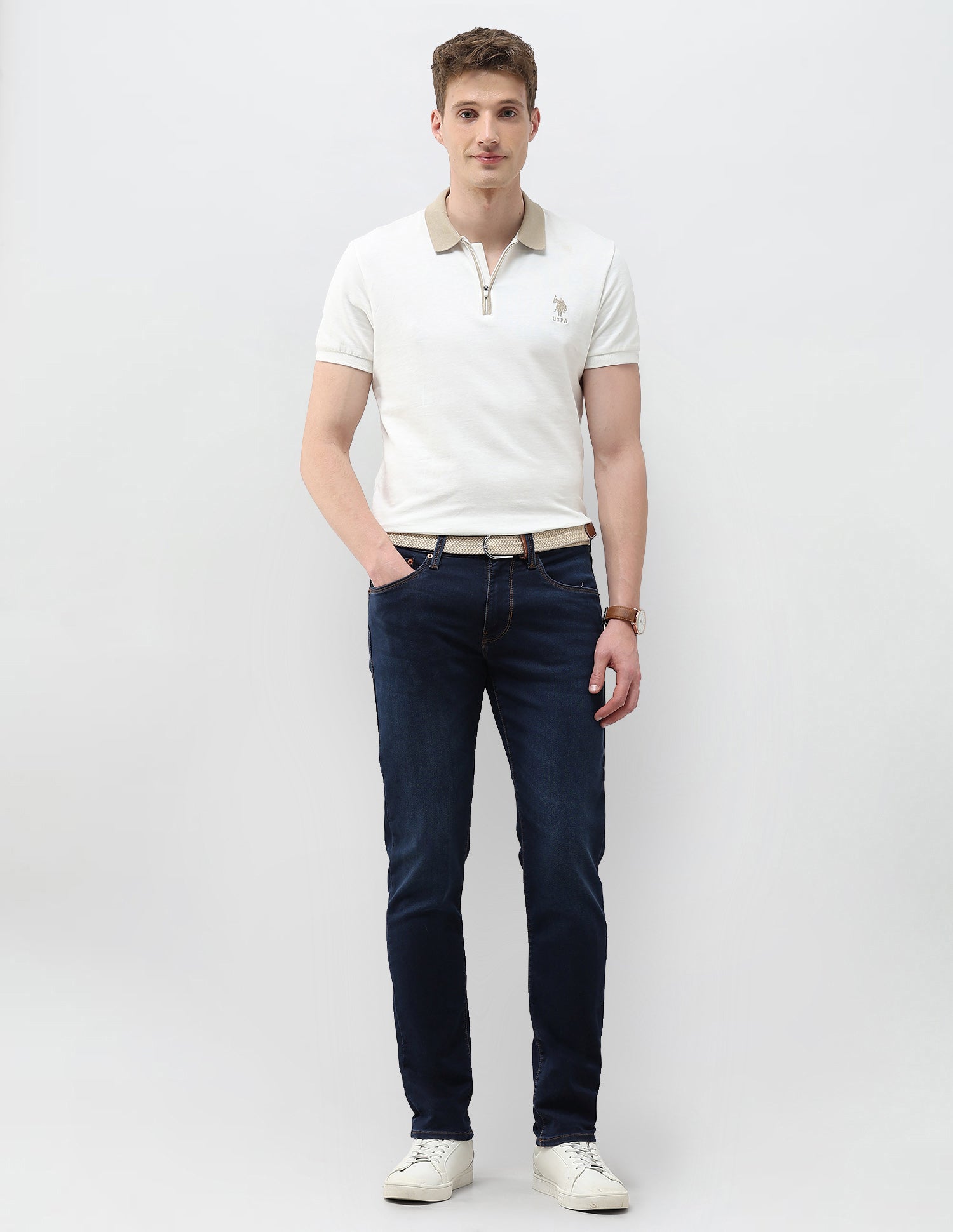 Brandon Slim Tapered Fit Blue Jeans Dark Blue - U.S. Polo Assn. India | Large