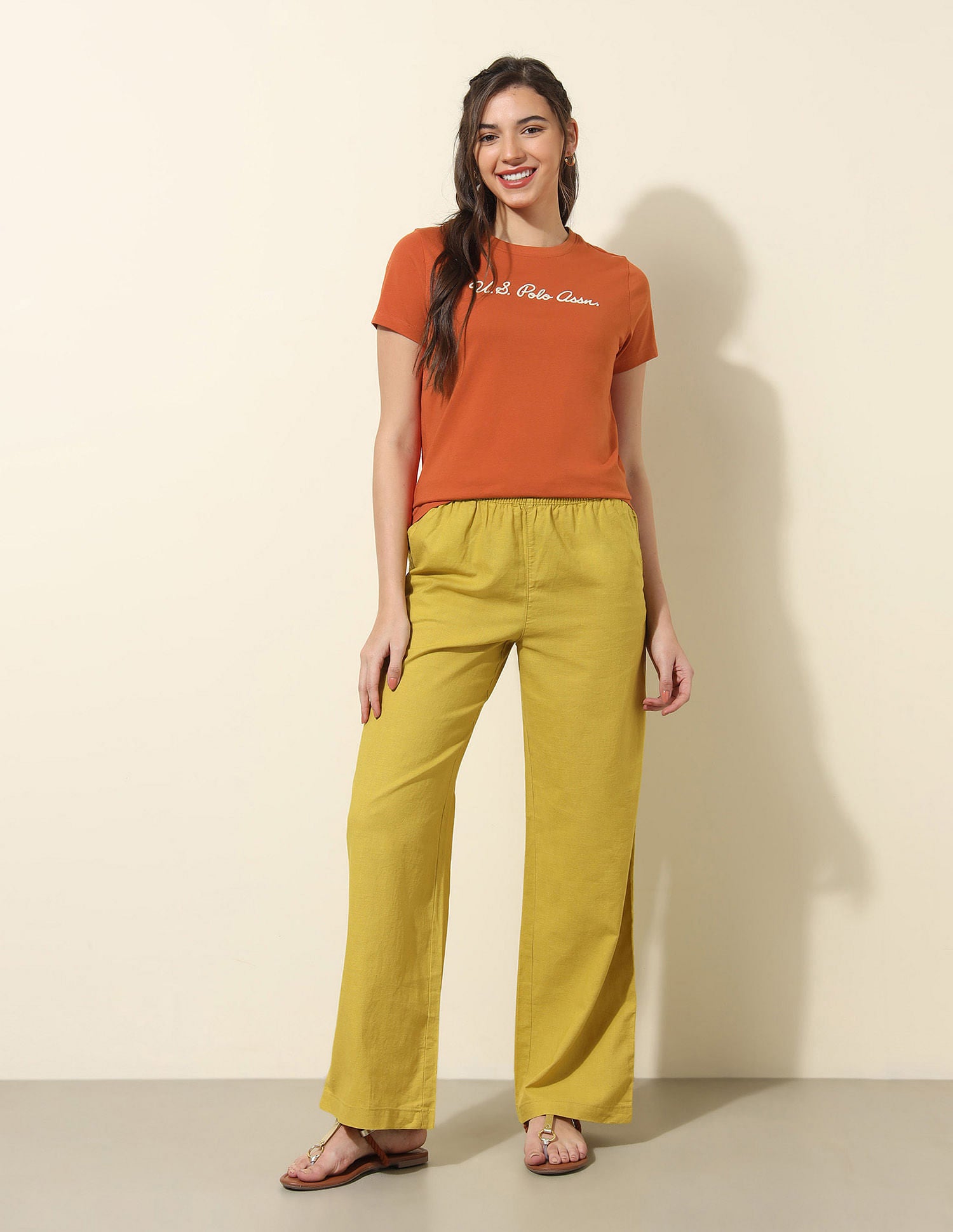 Regular Fit Brand Printed T-Shirt Brown - U.S. POLO ASSN. | Large