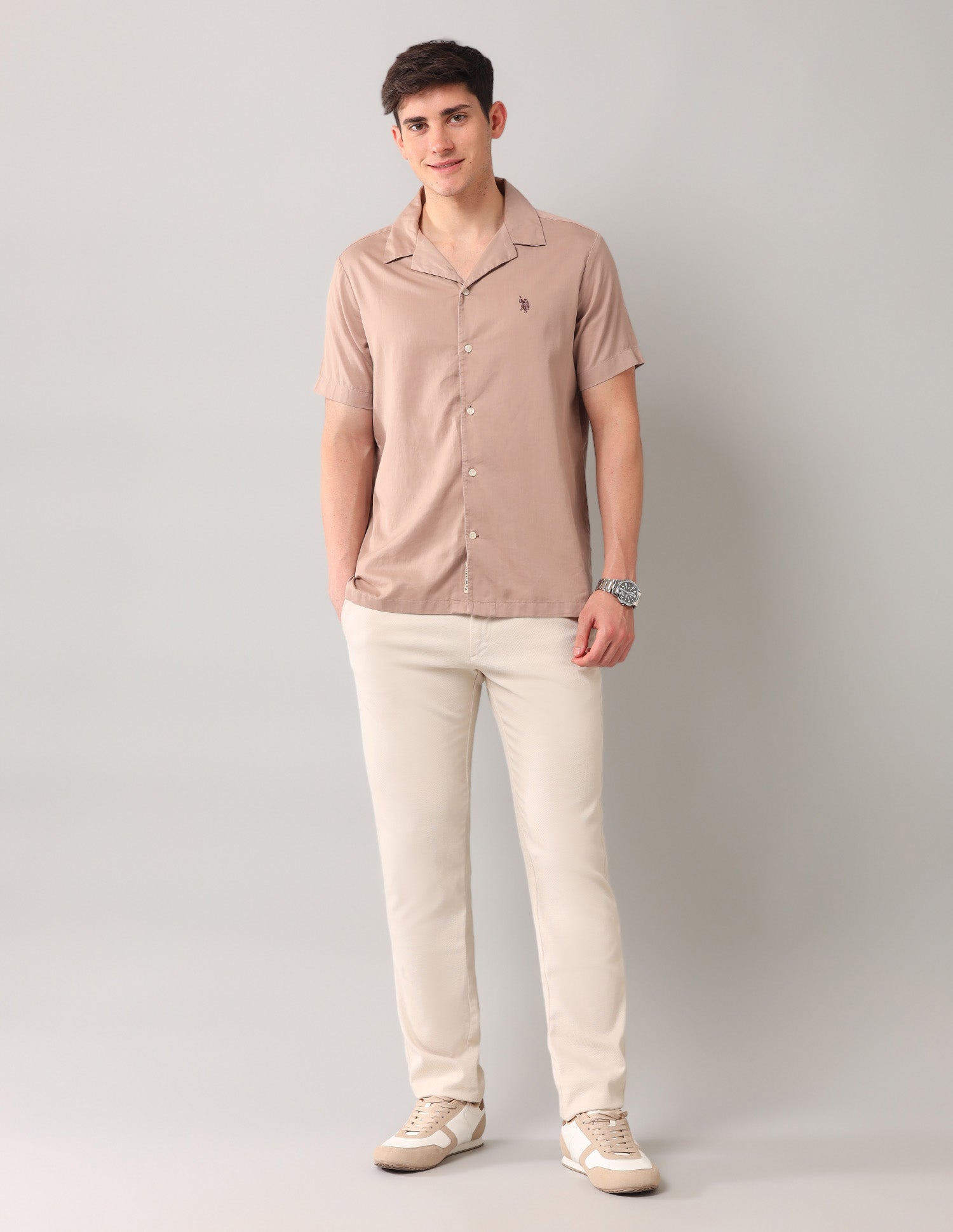 Solid Twill Shirt Khaki - U.S. POLO ASSN. | Large