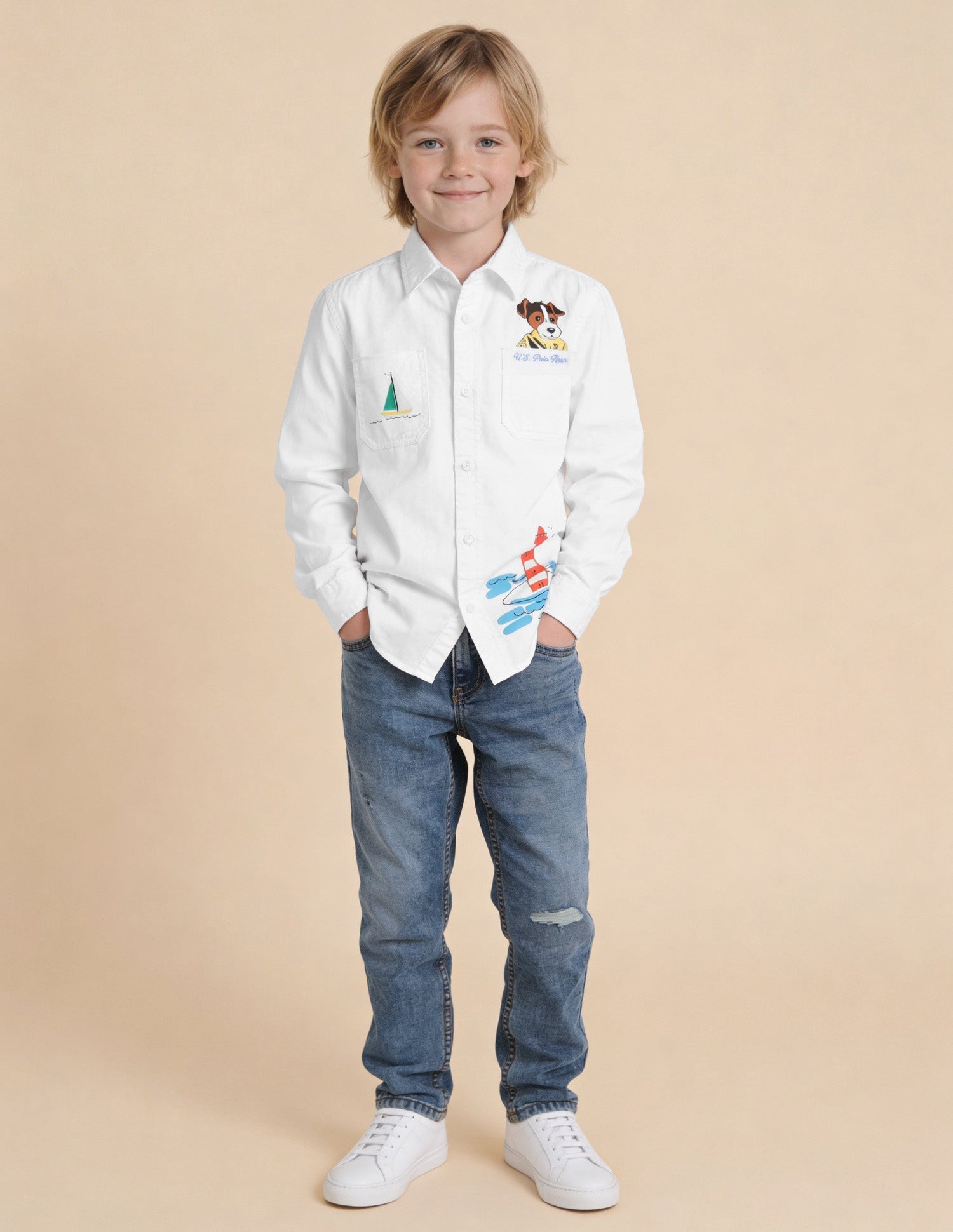 Graphic Printed Regular Fit Shirt White - U.S. Polo Assn. India | Large