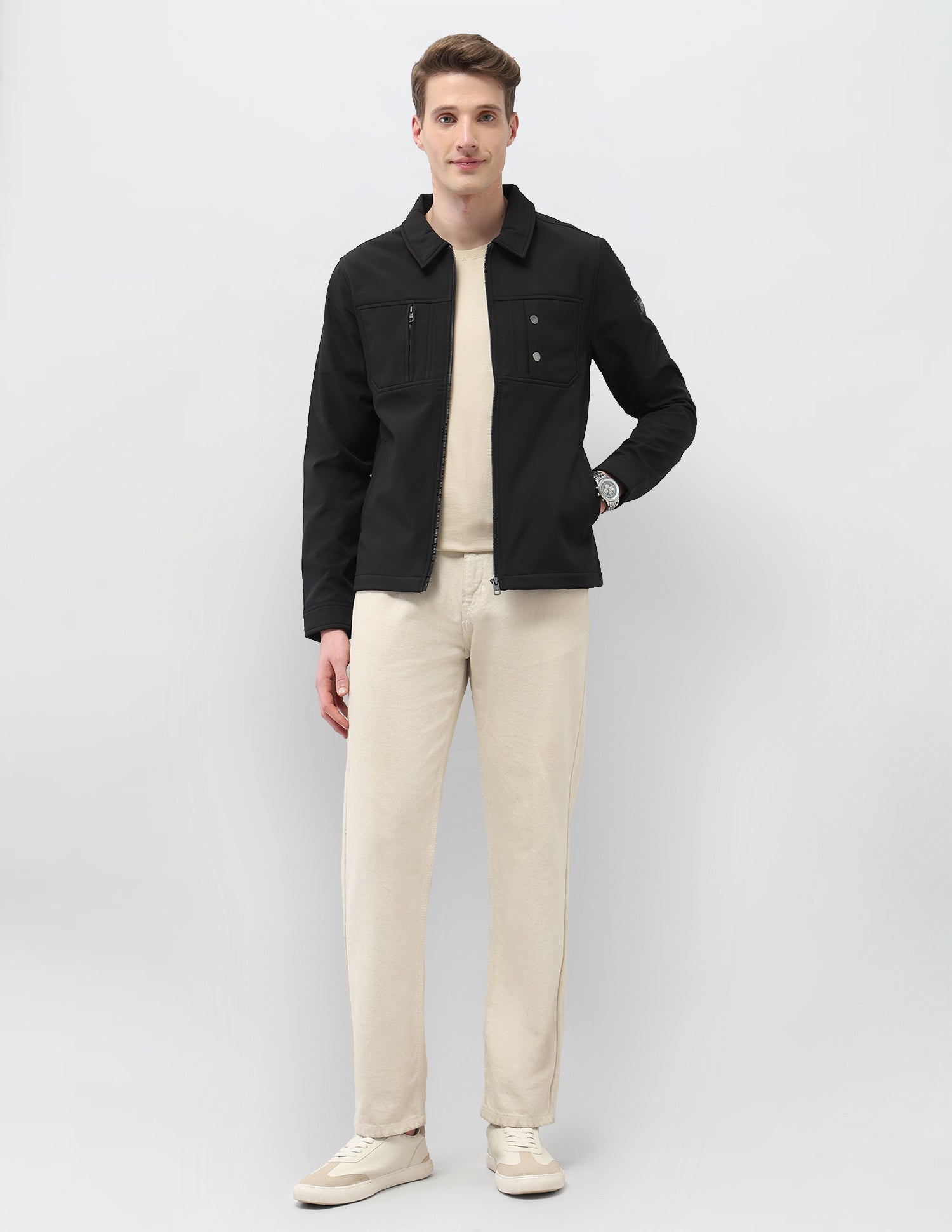 Solid Regular Fit Jacket Black - U.S. Polo Assn. India | Large