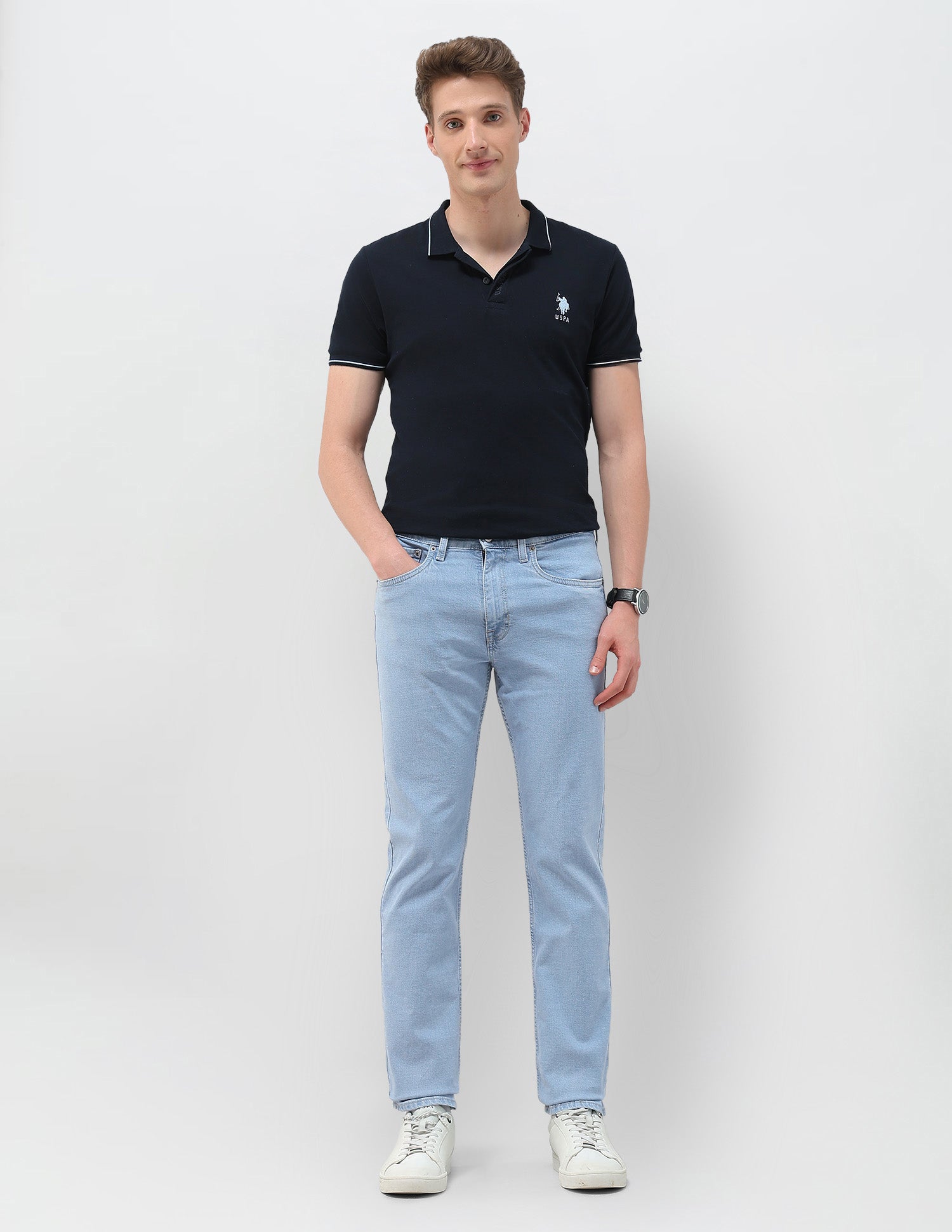 Harold Slim Straight Blue Jeans Blue - U.S. POLO ASSN. | Large