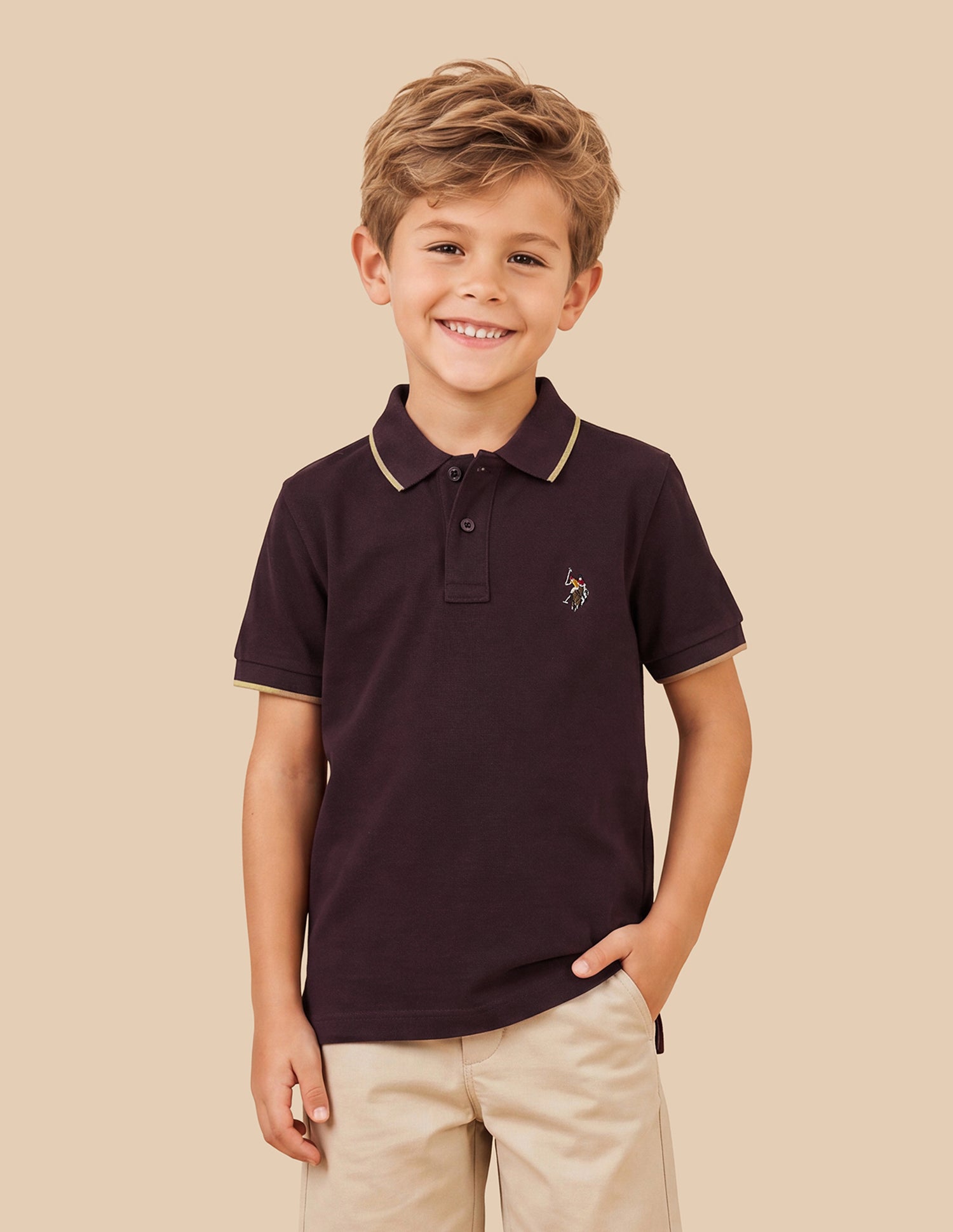 Graphic Brand Embroidered Regular Fit Polo Shirt Wine - U.S. Polo Assn. India | Large
