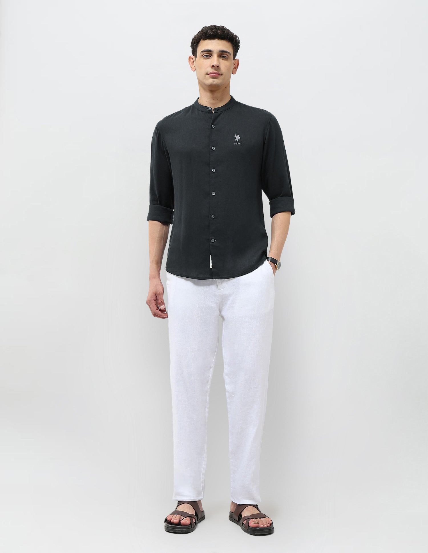 Solid Regular Fit Shirt Dark Grey - U.S. Polo Assn. India | Large