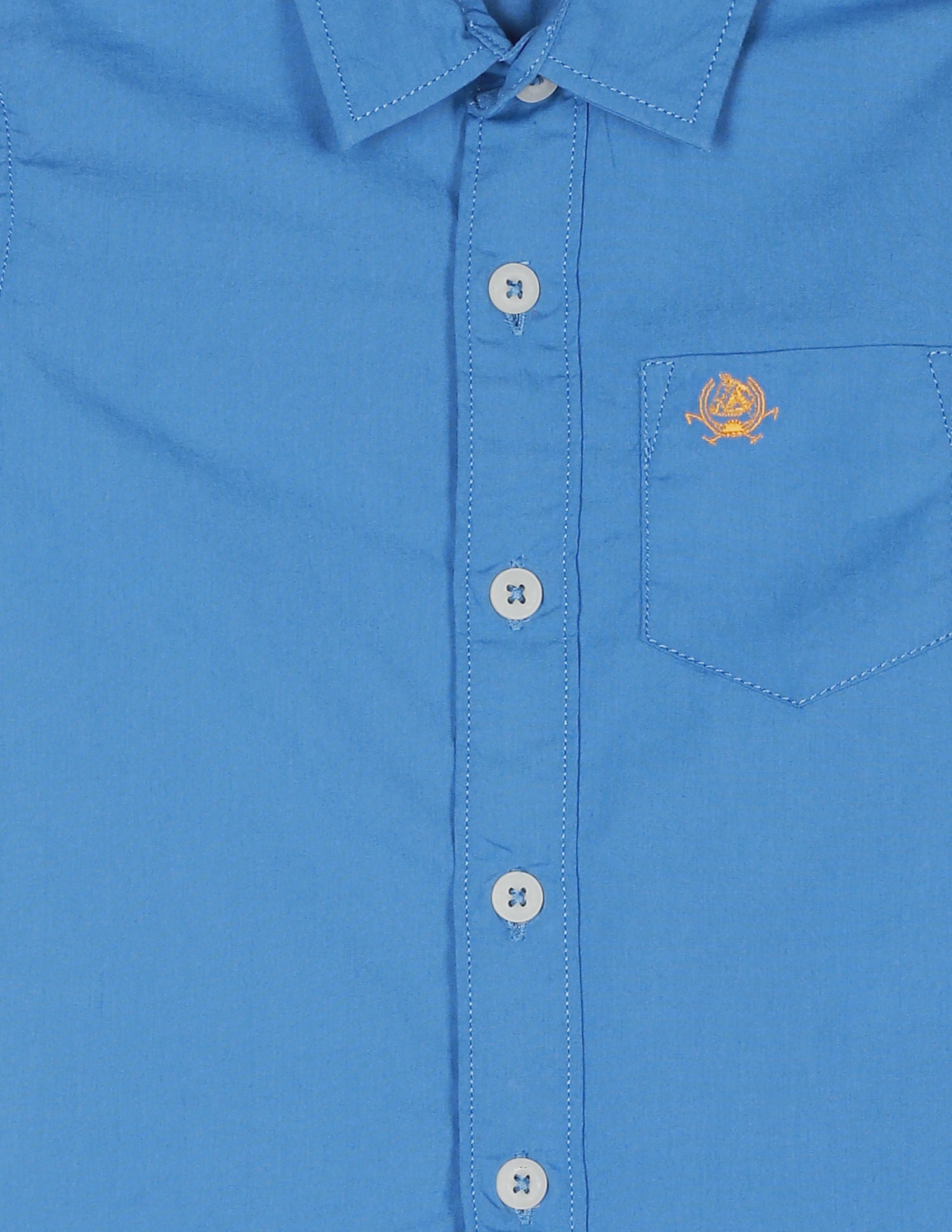 Boys Blue Spread Collar Solid Shirt Blue - U.S. Polo Assn. India | Large