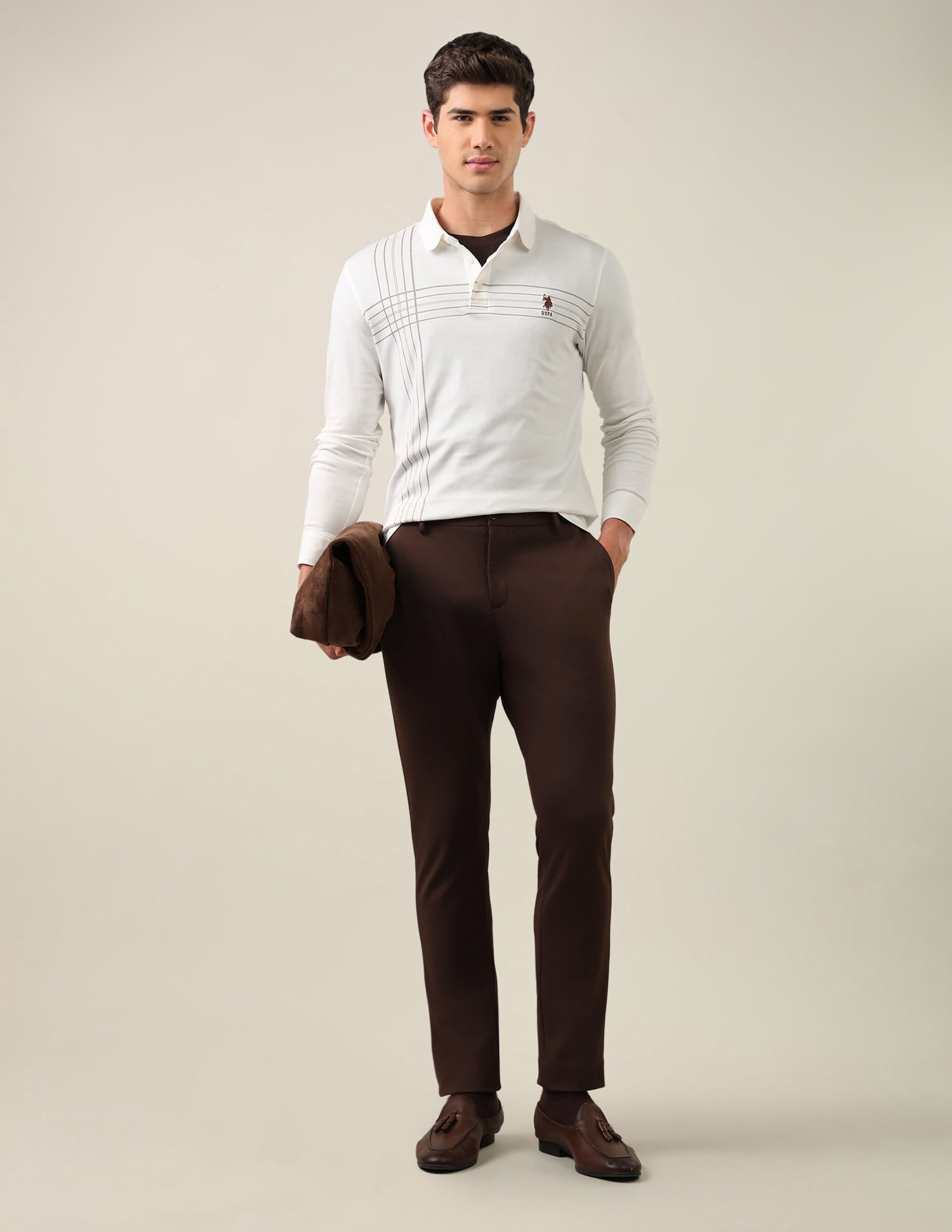 Solid Slim Fit Polo Shirt White - U.S. Polo Assn. India | Large