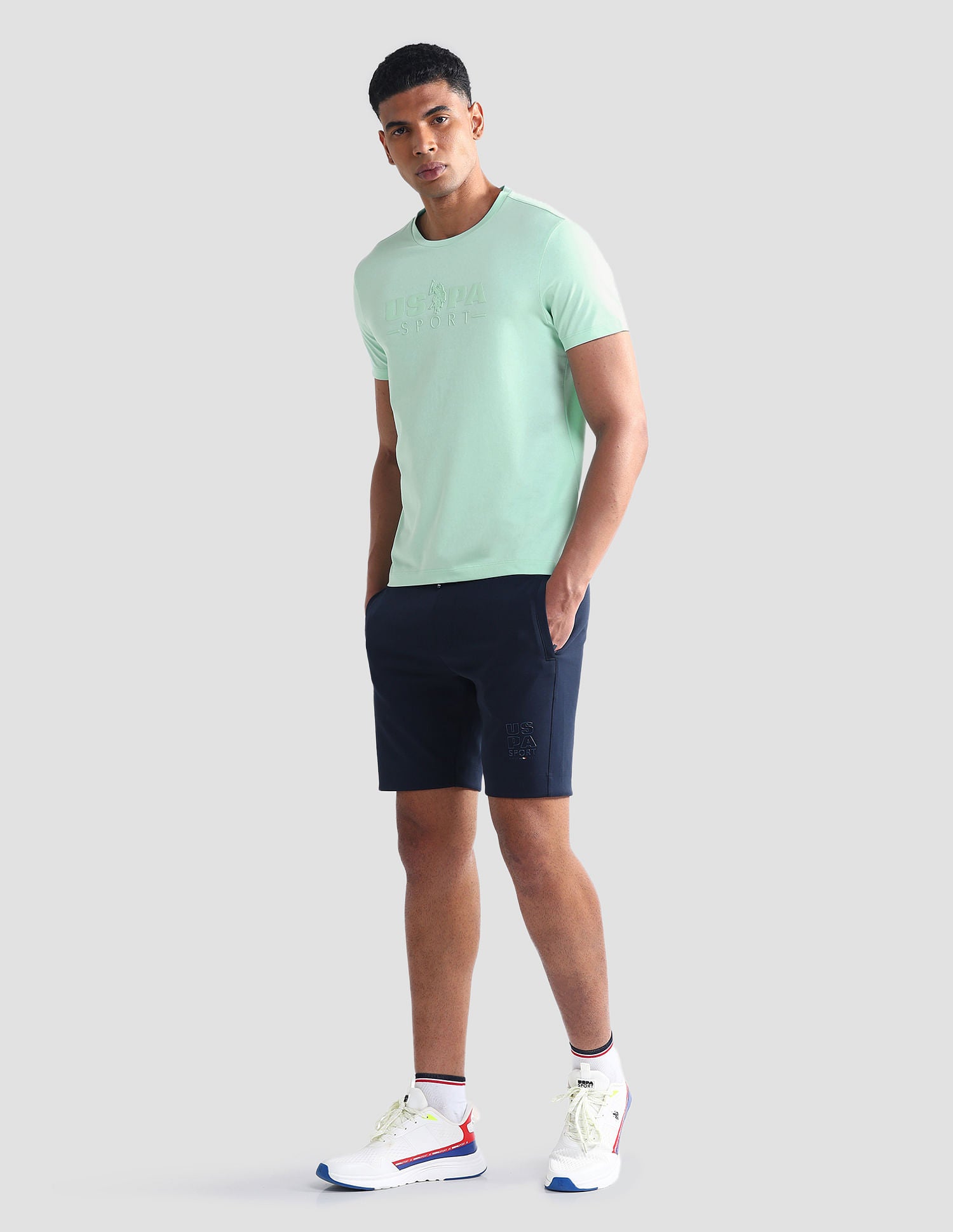 Brand Print Cotton Blend T-Shirt Green - U.S. Polo Assn. India | Large