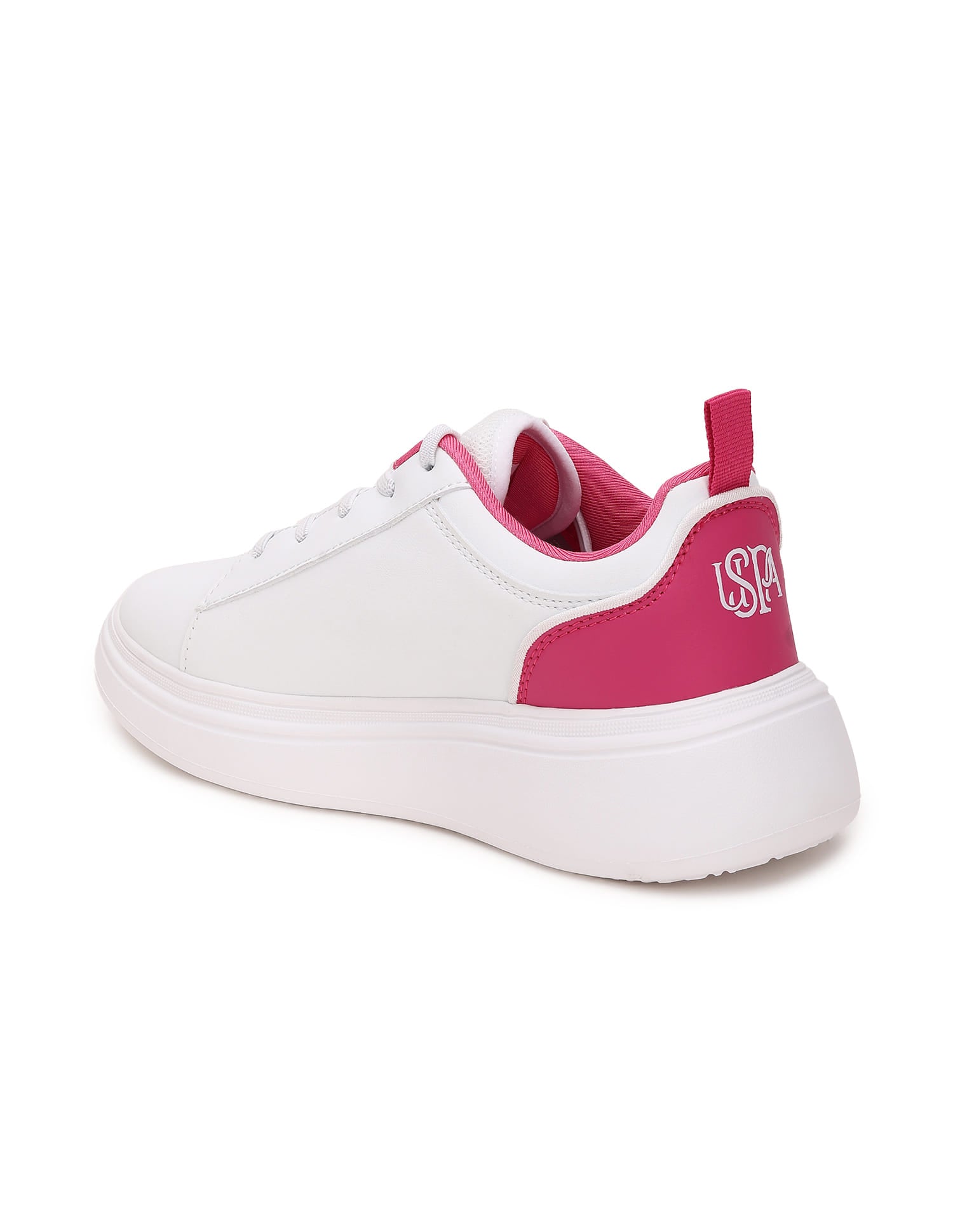 Women Brand Tape Lianna Sneakers White and Pink - U.S. Polo Assn. India | Large