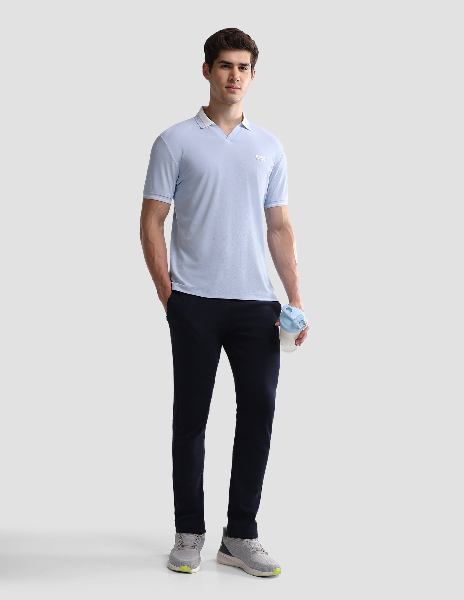 Solid Slim Fit Active Polo Shirt Light Blue - U.S. Polo Assn. India | Large