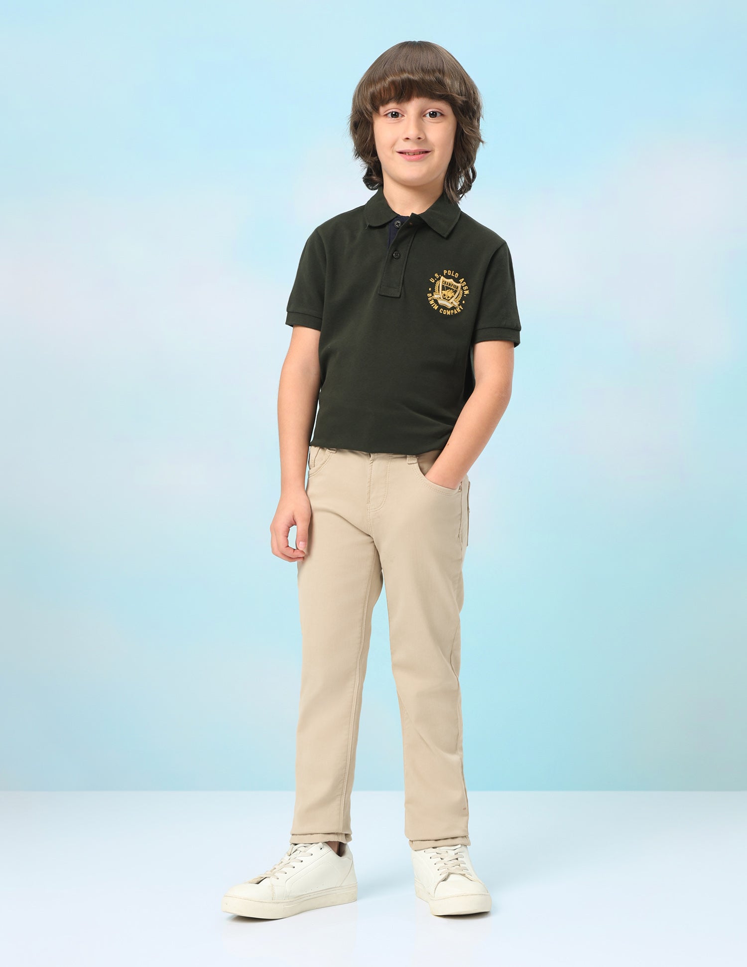 Solid Regular Fit Polo Shirt Olive - U.S. Polo Assn. India | Large