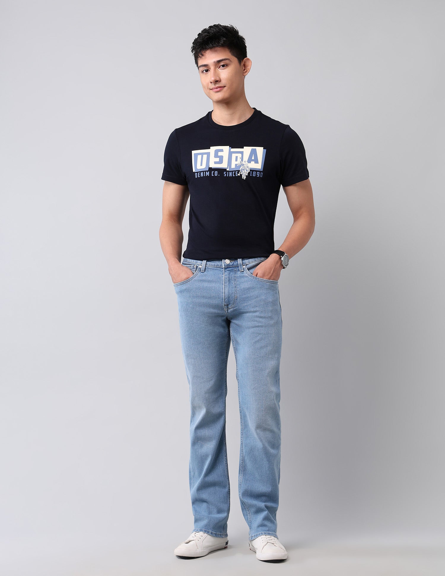 Harold Slim Straight Fit Blue Jeans Medium Wash - U.S. POLO ASSN. | Large