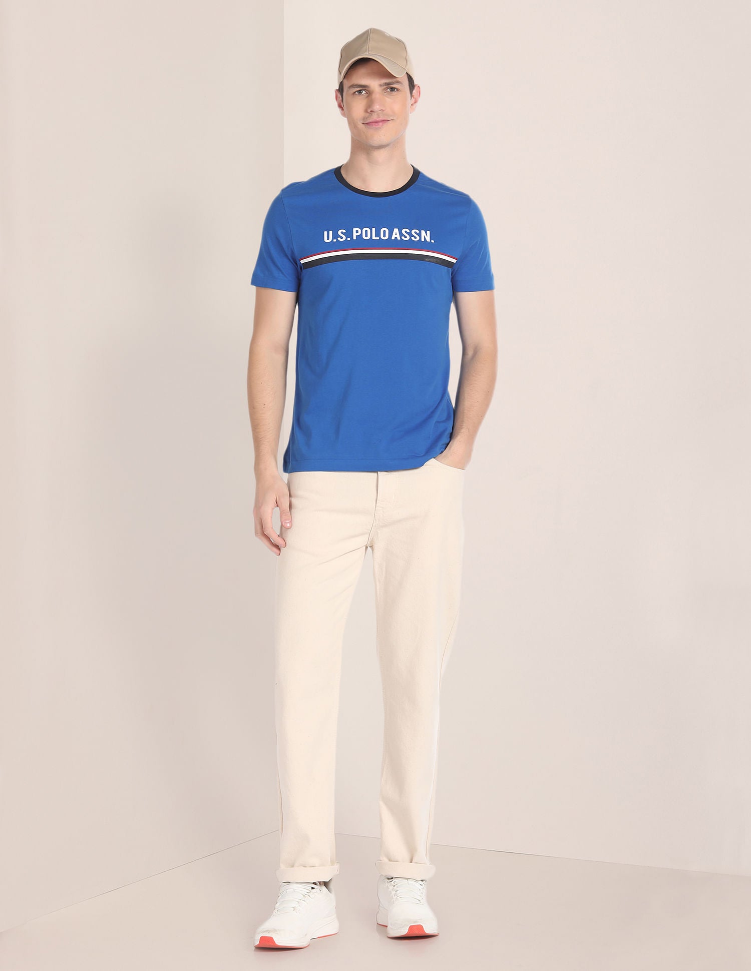 Brand Stripe Cotton T-Shirt Blue - U.S. Polo Assn. India | Large