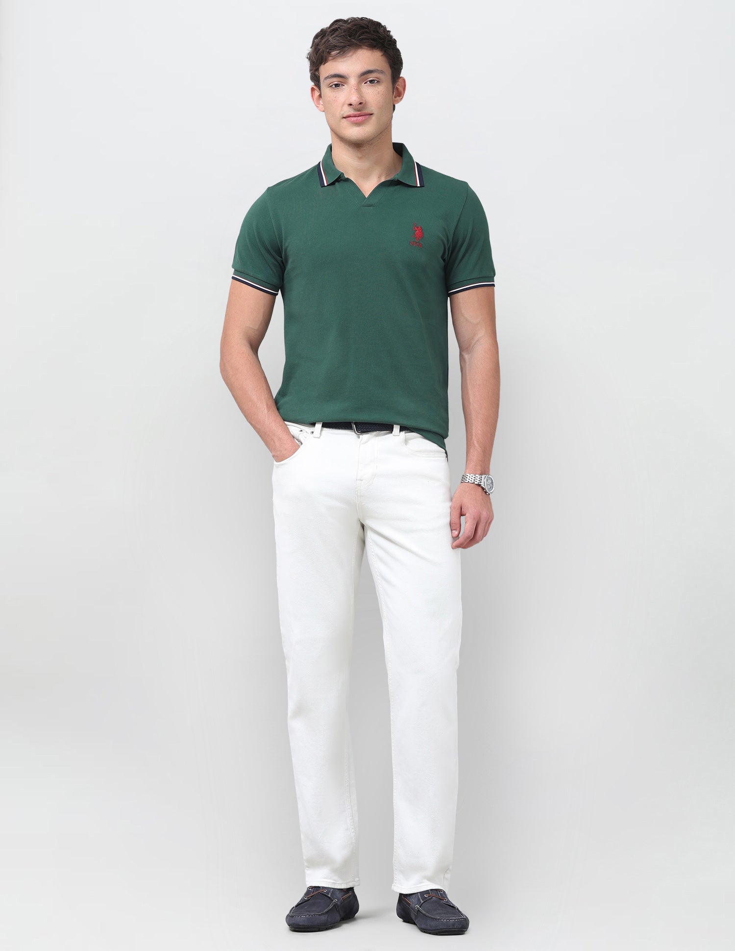 Solid Relaxed Fit Polo Shirt Dark Green - U.S. Polo Assn. India | Large