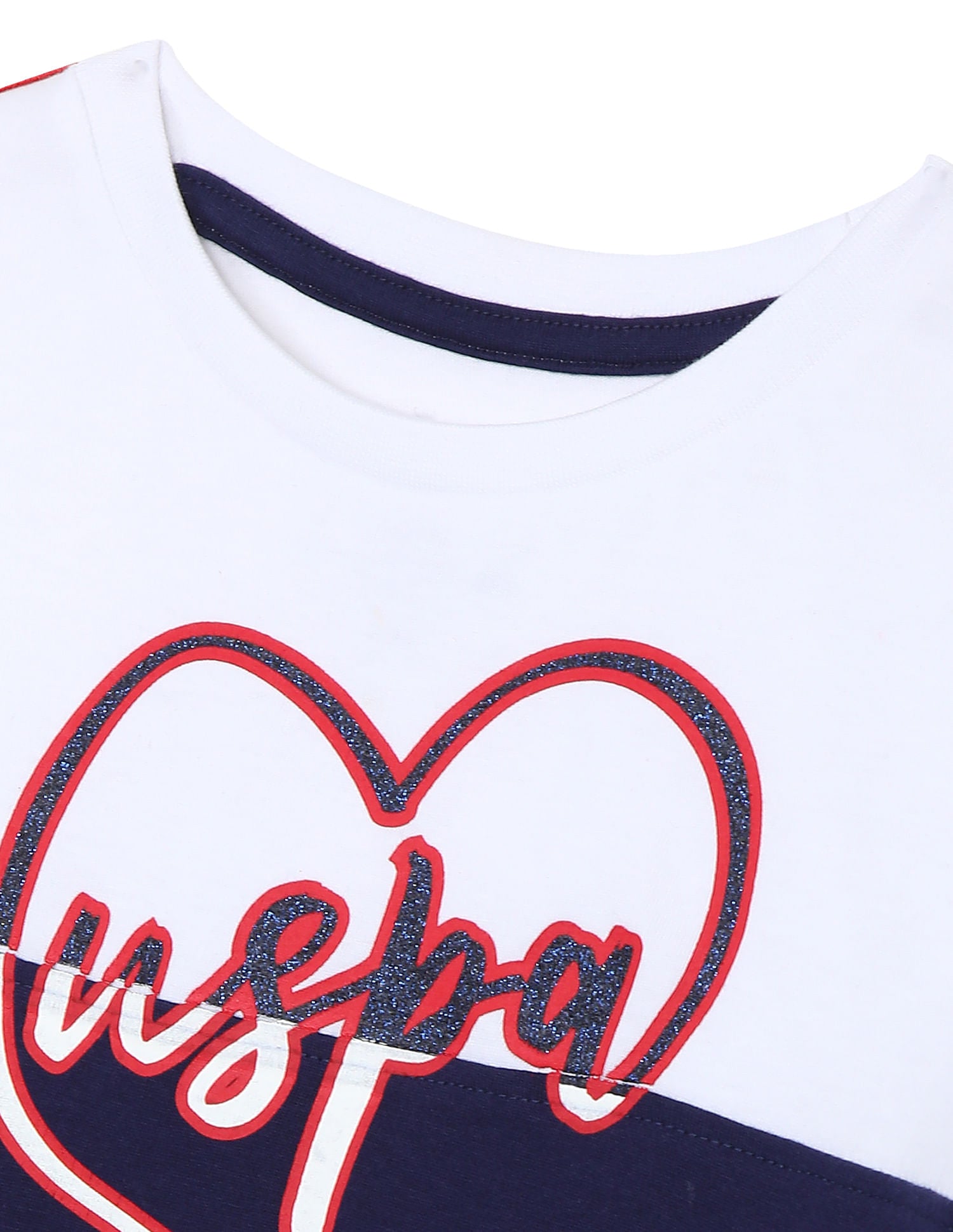 Long Sleeve Colour Block T-Shirt White and Navy - U.S. POLO ASSN. | Large