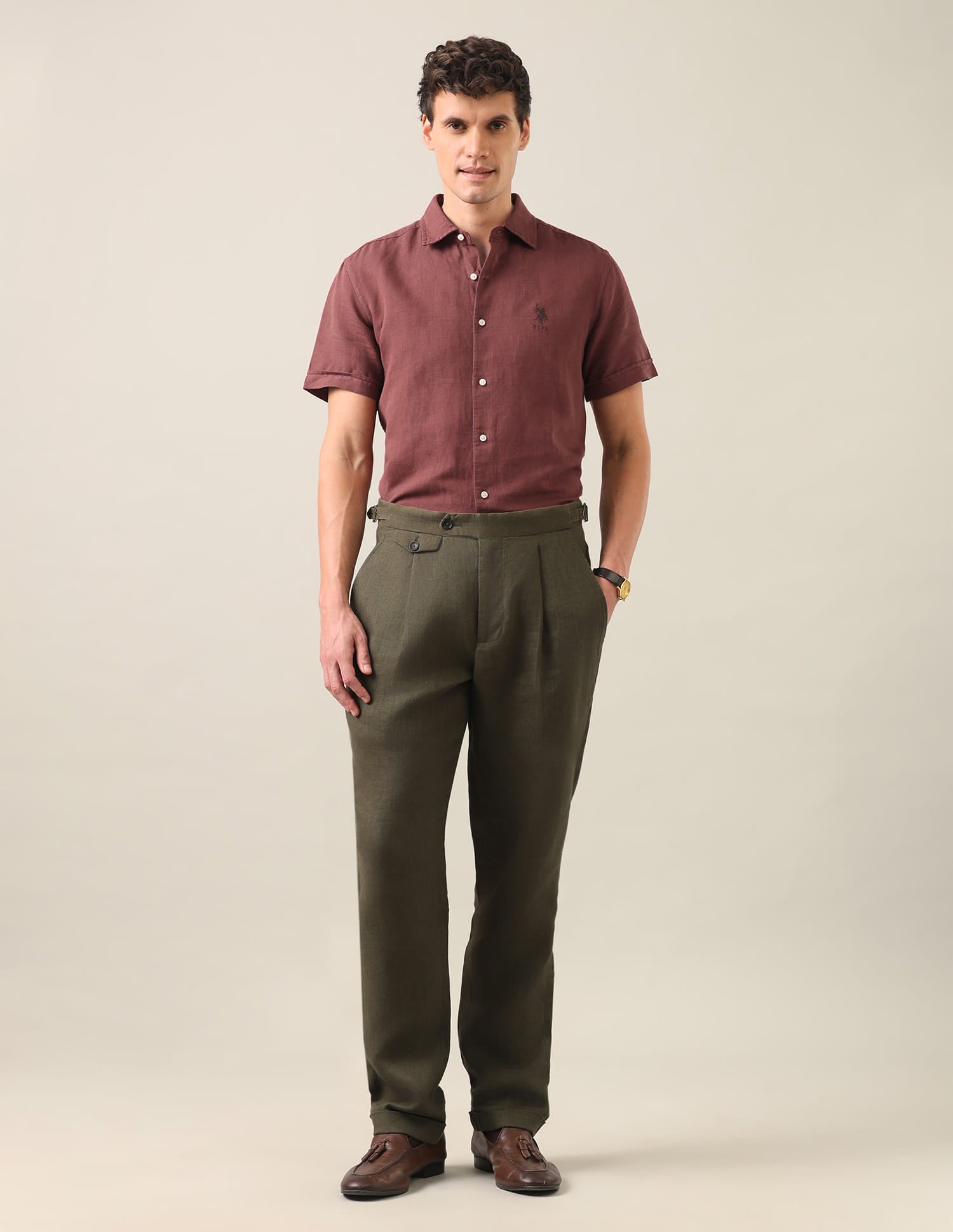 Solid Regular Fit Shirt Rust - U.S. Polo Assn. India | Large