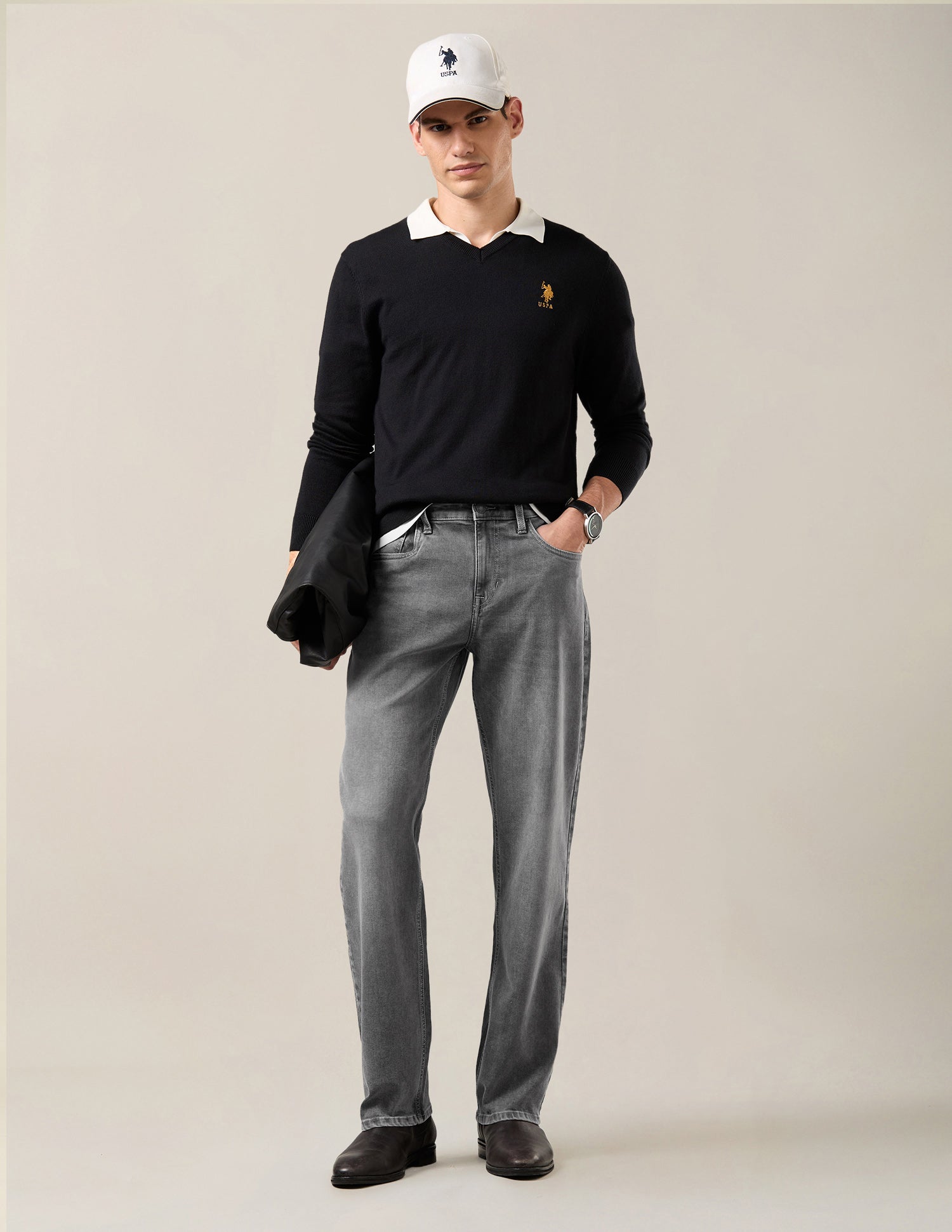 Shawn Relaxed Fit Grey Jeans Grey - U.S. Polo Assn. India | Large