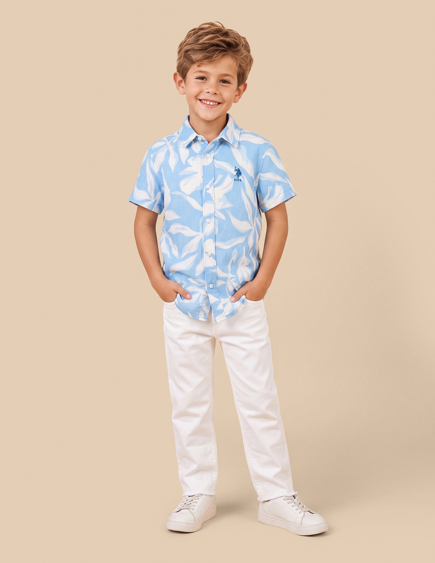 Tropical Printed Regular Fit Shirt Blue - U.S. Polo Assn. India | Large