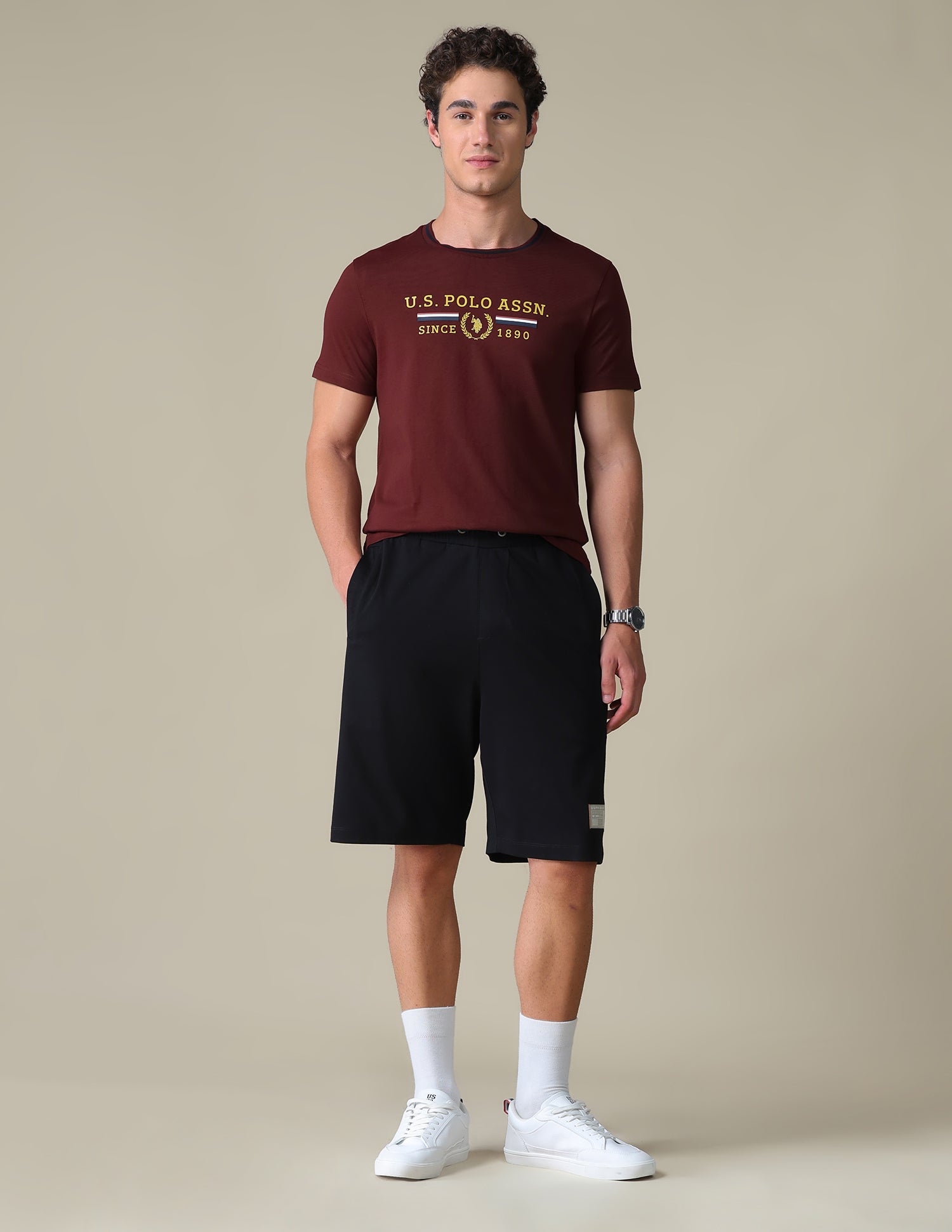 Brand Printed Slim Fit T-Shirt Wine - U.S. Polo Assn. India | Large