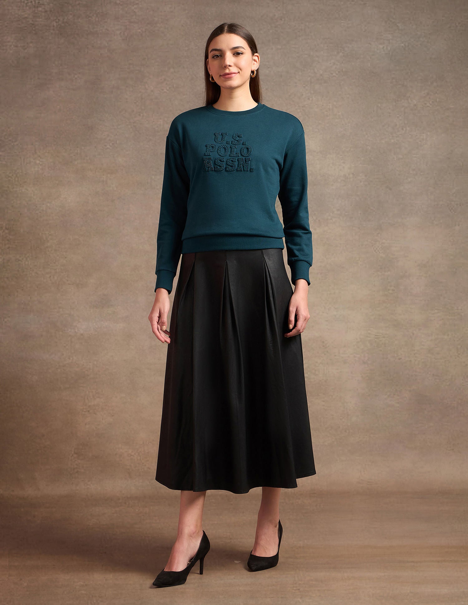 Puff Print Drop Shoulder Sweatshirt Teal - U.S. POLO ASSN. | Large