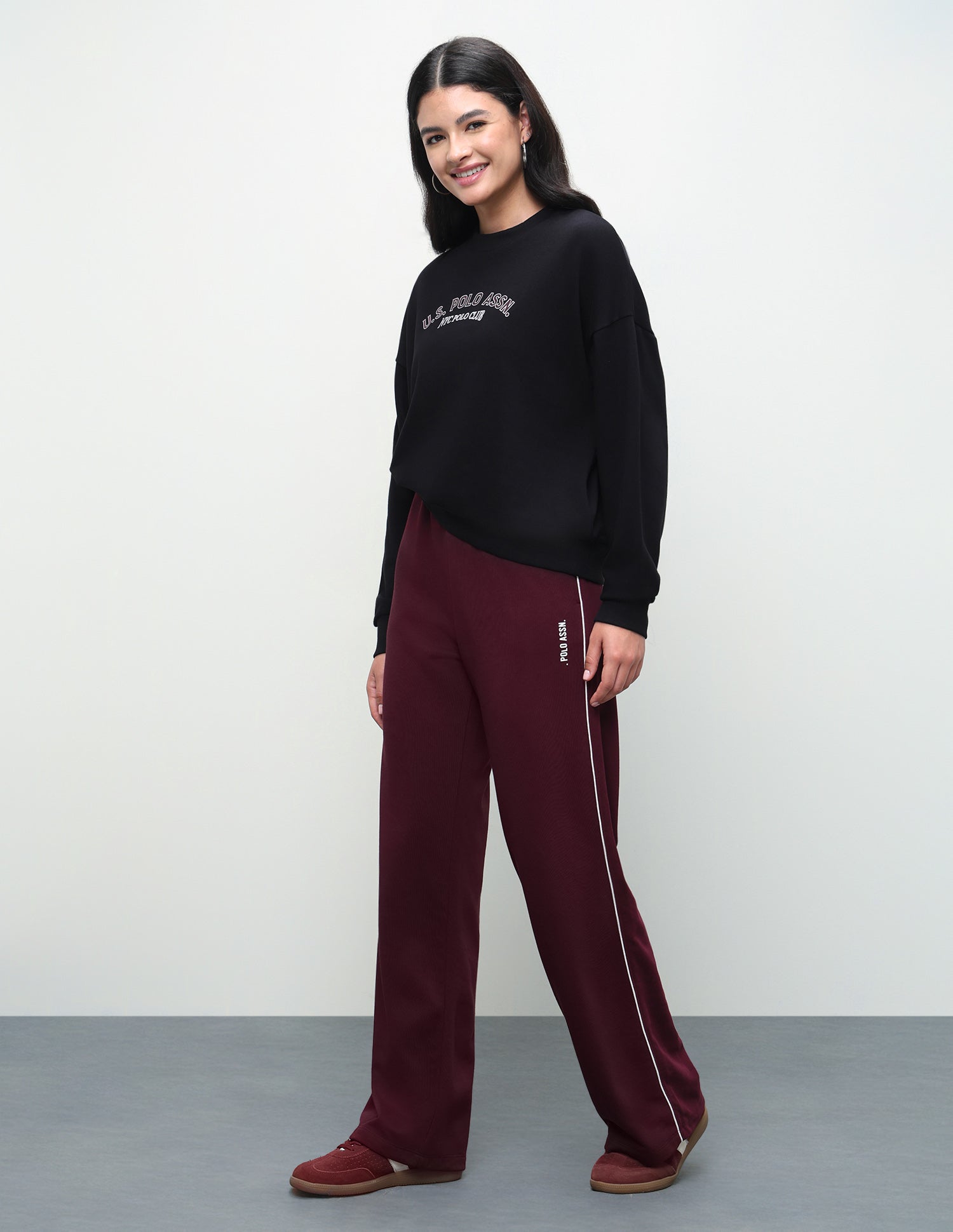 Typographic Brand Printed Oversized Fit Sweatshirt Black - U.S. Polo Assn. India | Large