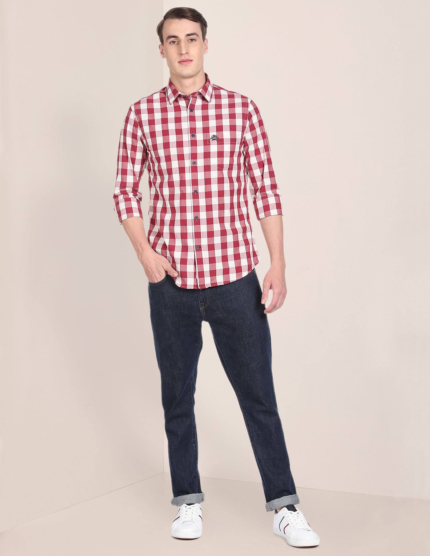 Tailored Regular Fit Check Casual Shirt Maroon - U.S. POLO ASSN. | Large