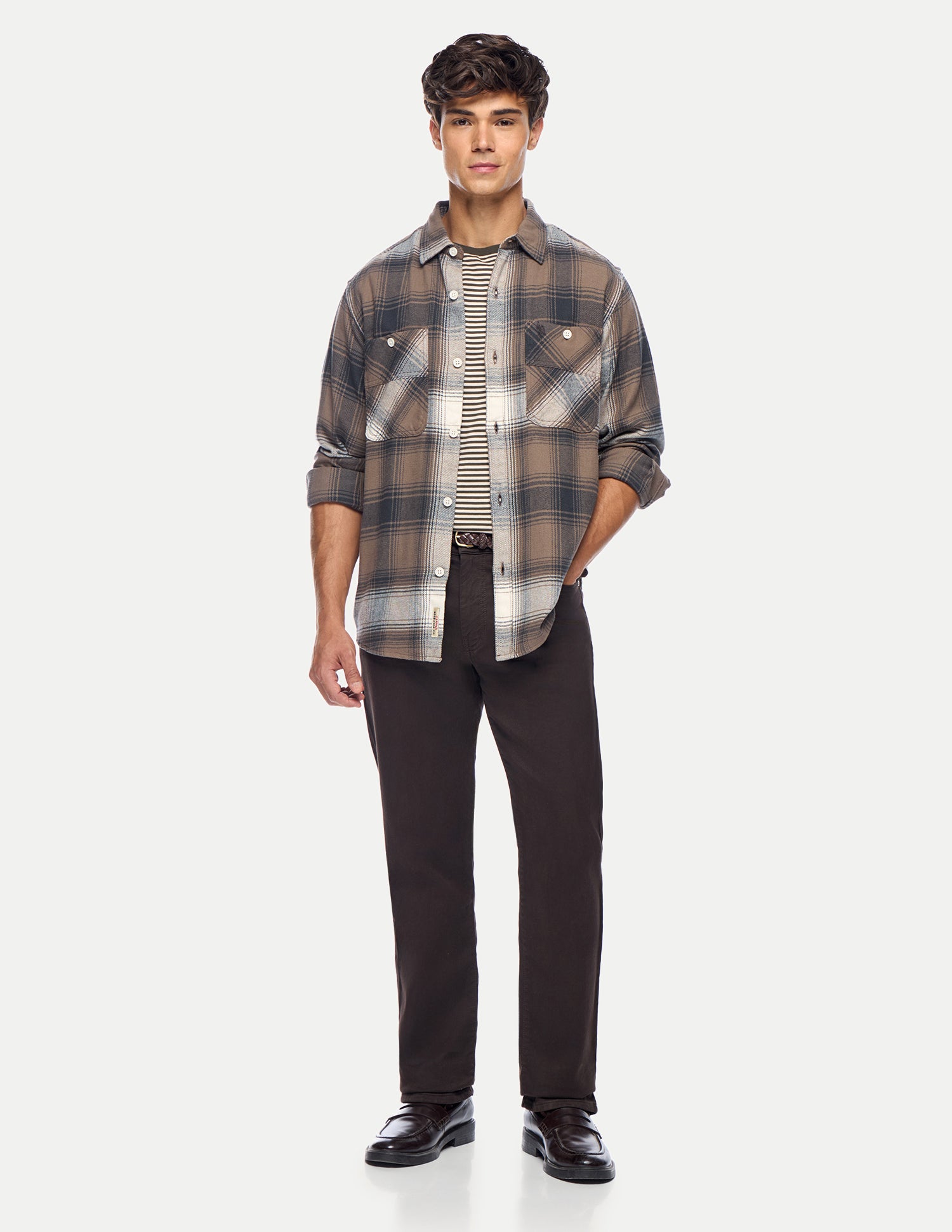Checked Regular Fit Shacket Khaki - U.S. Polo Assn. India | Large