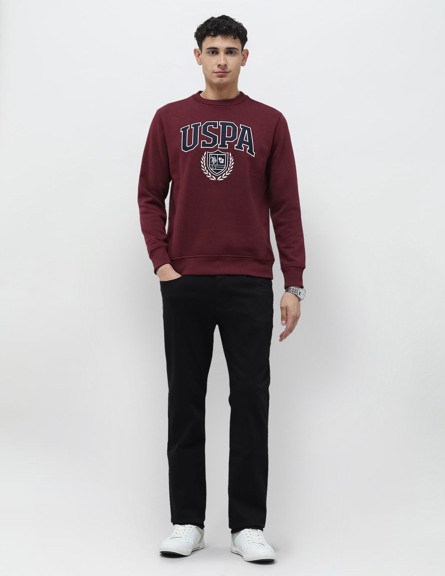Brand Embroidered Regular Fit Sweatshirt Maroon - U.S. POLO ASSN. | Large